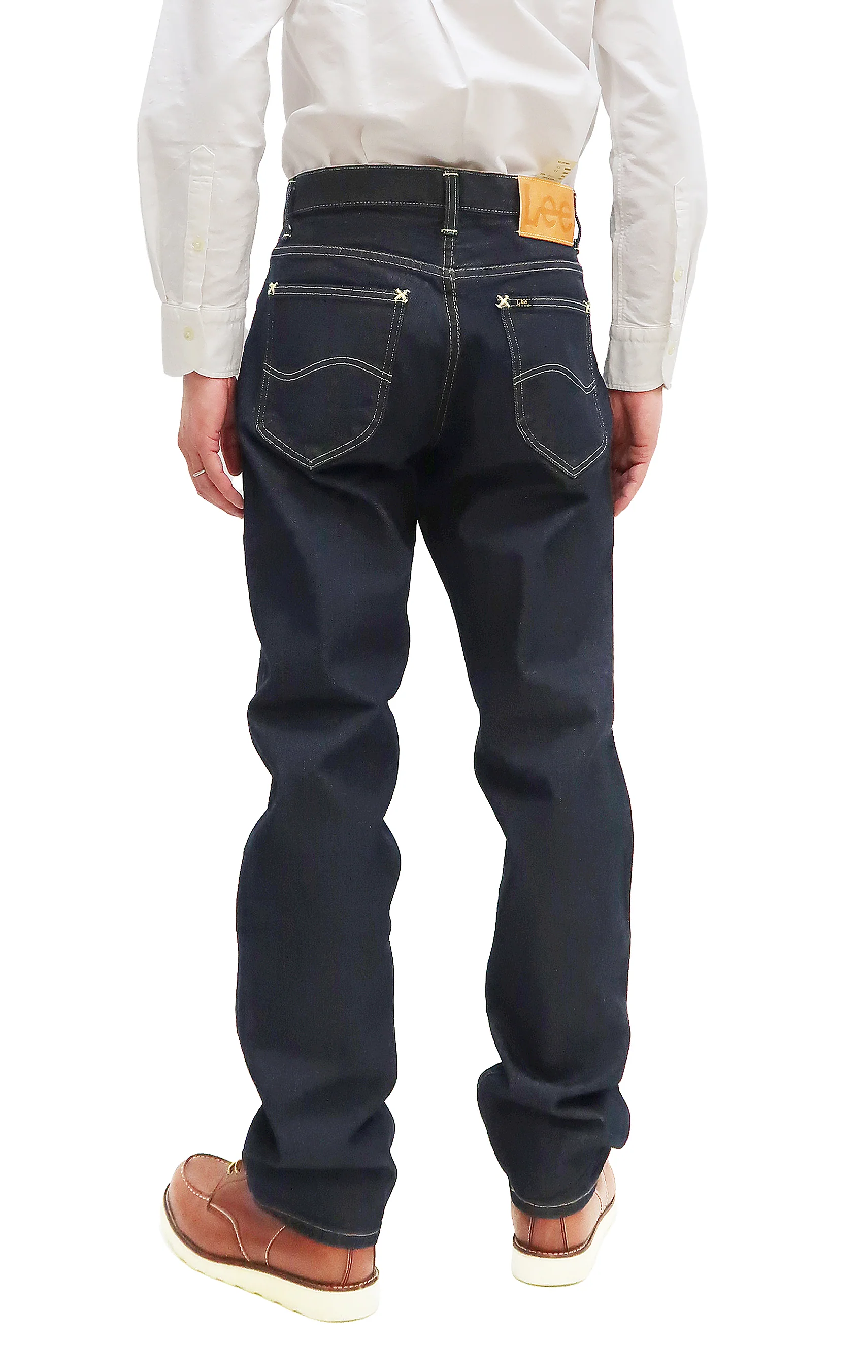 Lee Jeans 101Z with Zip fly Men's Regular Fit Straight Jeans LM8101 Made in Japan LM8101-500 One-Washed Deep Blue Indigo Denim - Image 4