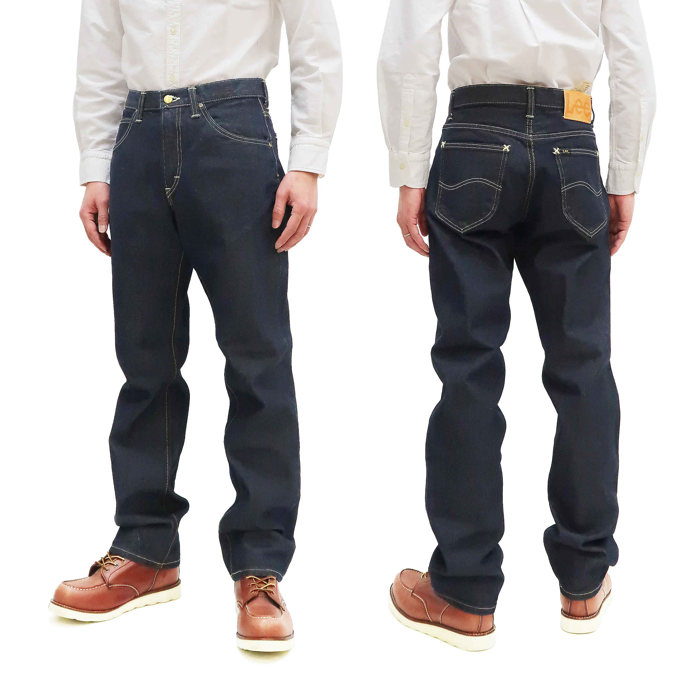 Lee Jeans 101Z with Zip fly Men's Regular Fit Straight Jeans LM8101 Made in Japan LM8101-500 One-Washed Deep Blue Indigo Denim - Image 5