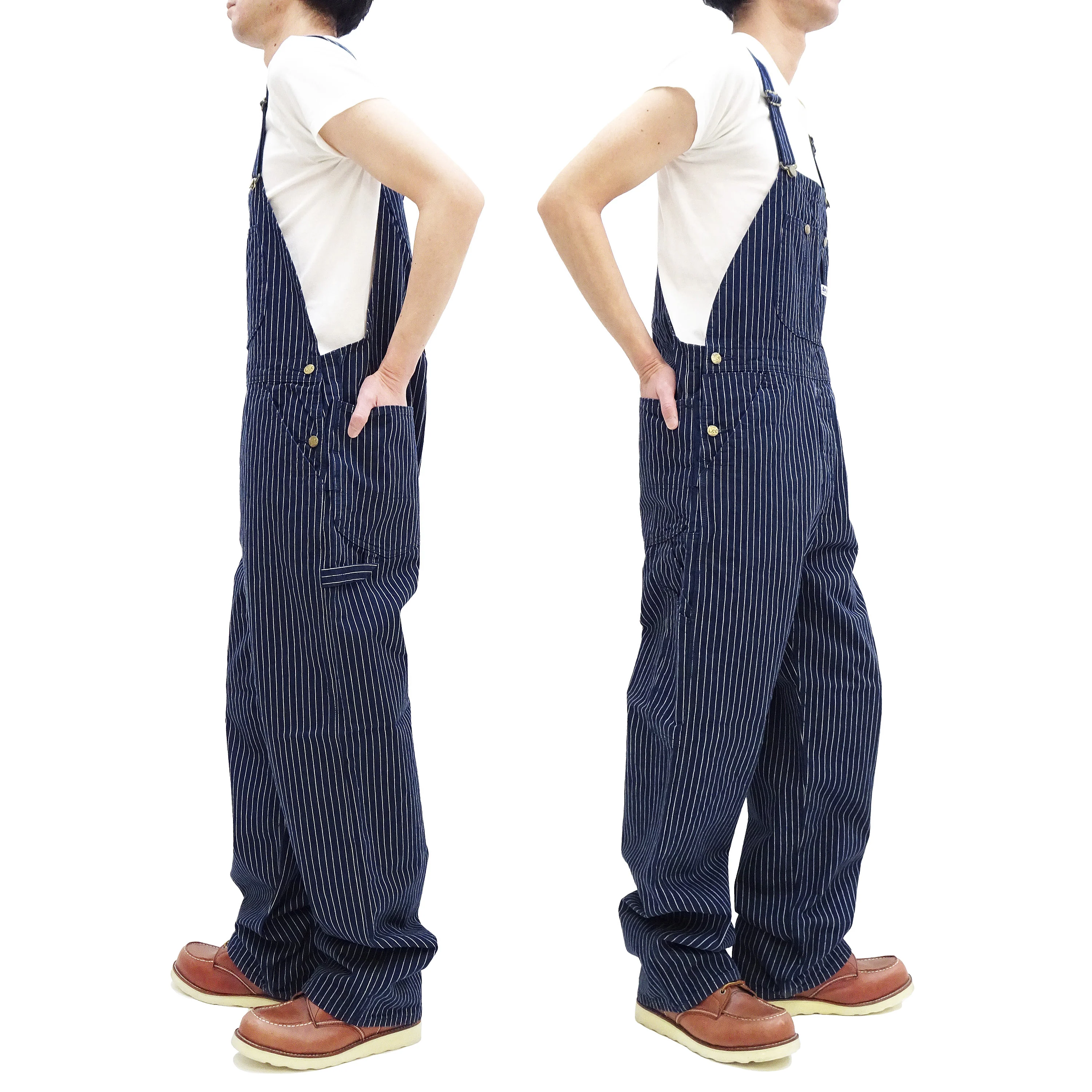 Lee Overalls Men's Casual Fashion Bib Overall High-Back LM7254 LM7254-2204 Indigo Twill with White Pinstripe Stitching - Image 4