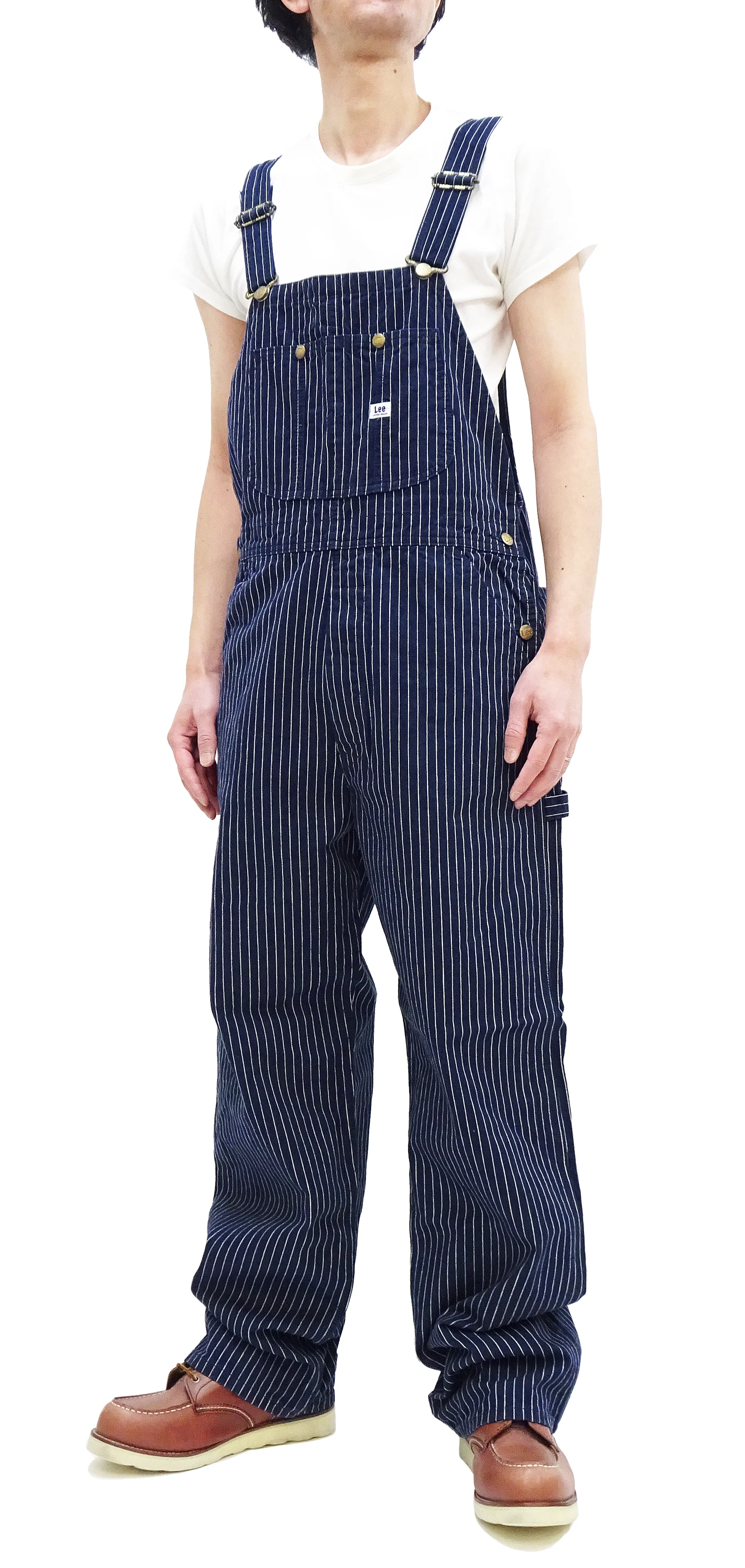 Lee Overalls Men's Casual Fashion Bib Overall High-Back LM7254 LM7254-2204 Indigo Twill with White Pinstripe Stitching - Image 5