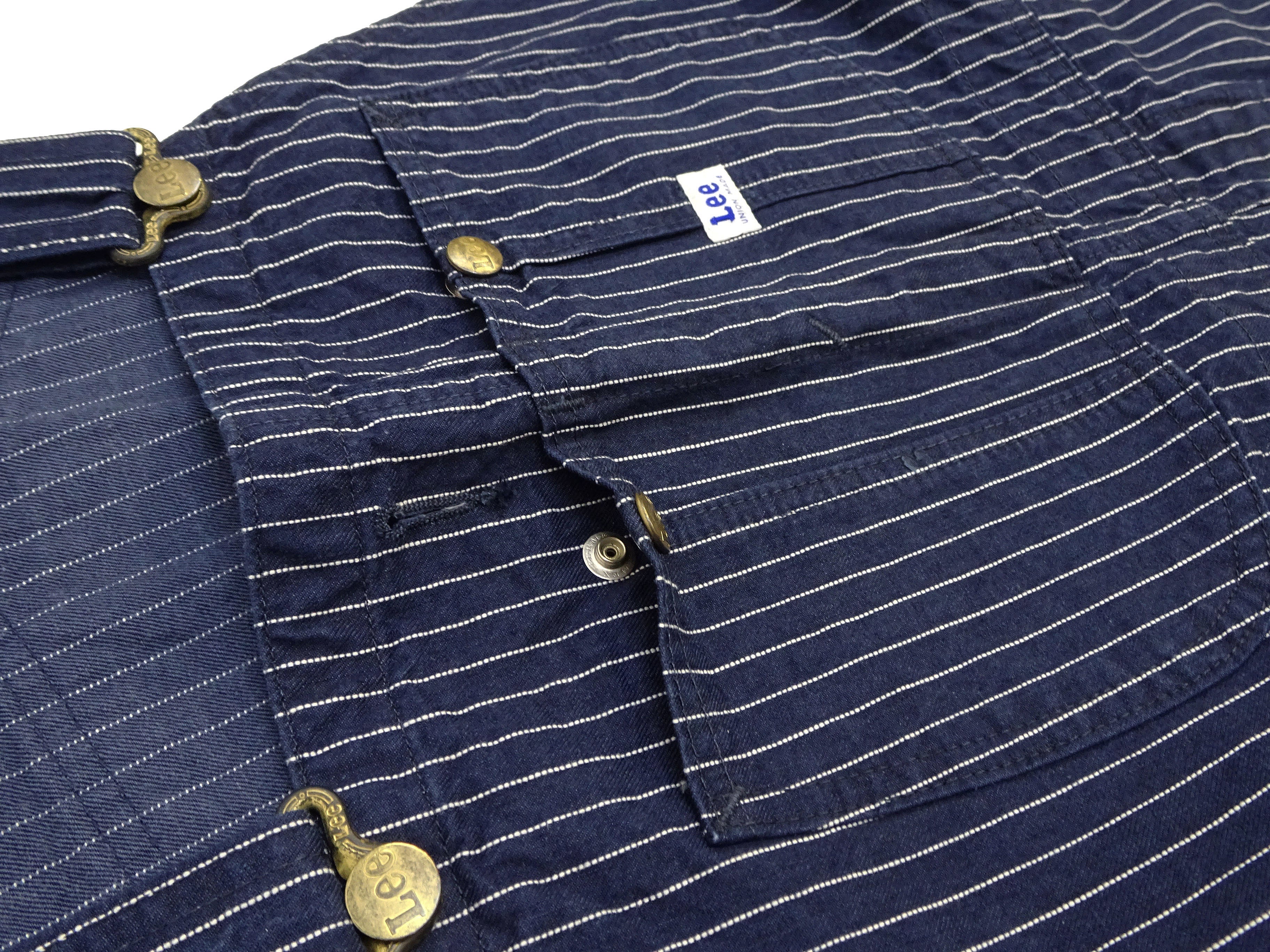 Lee Overalls Men's Casual Fashion Bib Overall High-Back LM7254 LM7254-2204 Indigo Twill with White Pinstripe Stitching - Image 8
