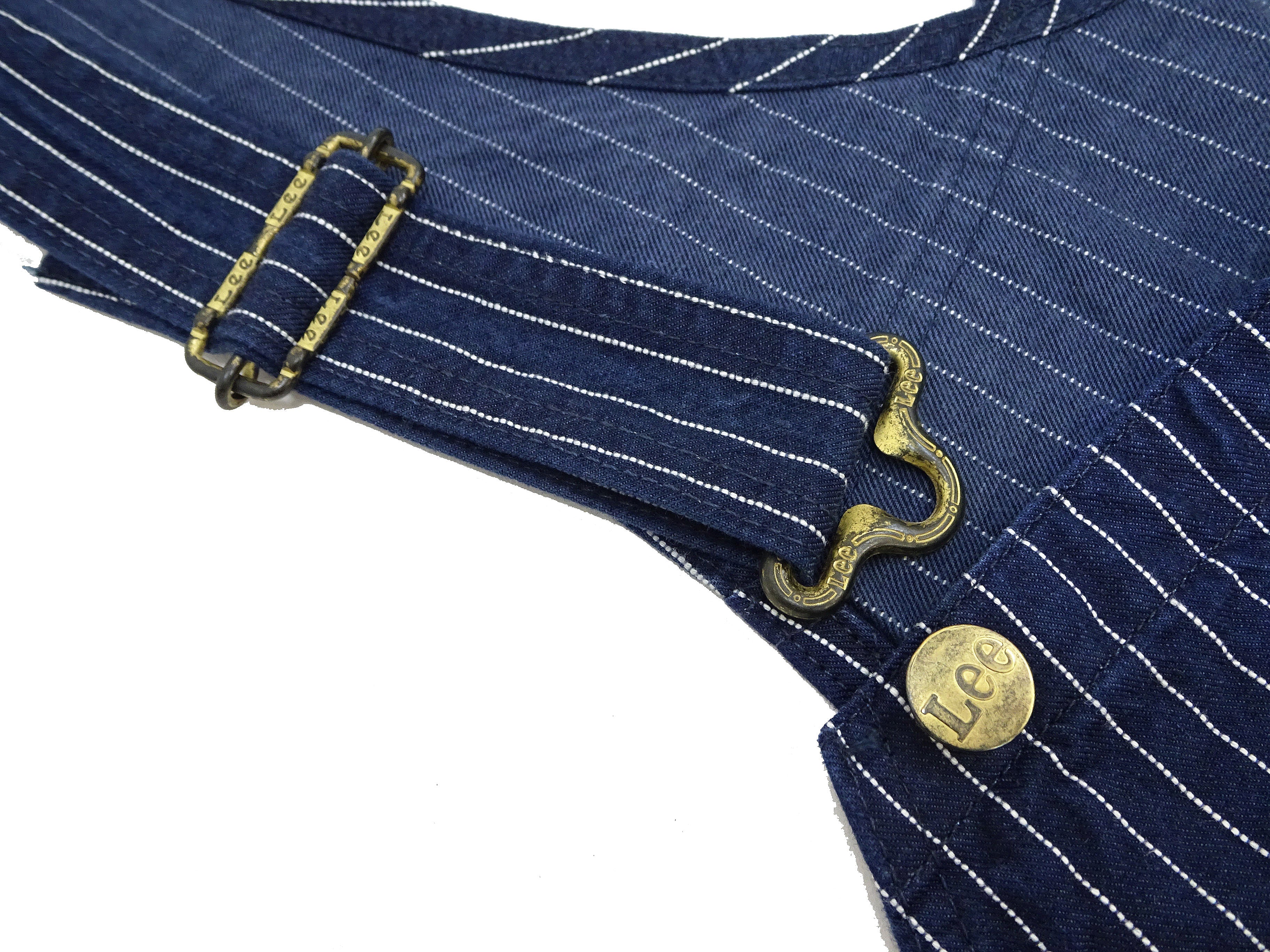 Lee Overalls Men's Casual Fashion Bib Overall High-Back LM7254 LM7254-2204 Indigo Twill with White Pinstripe Stitching - Image 9