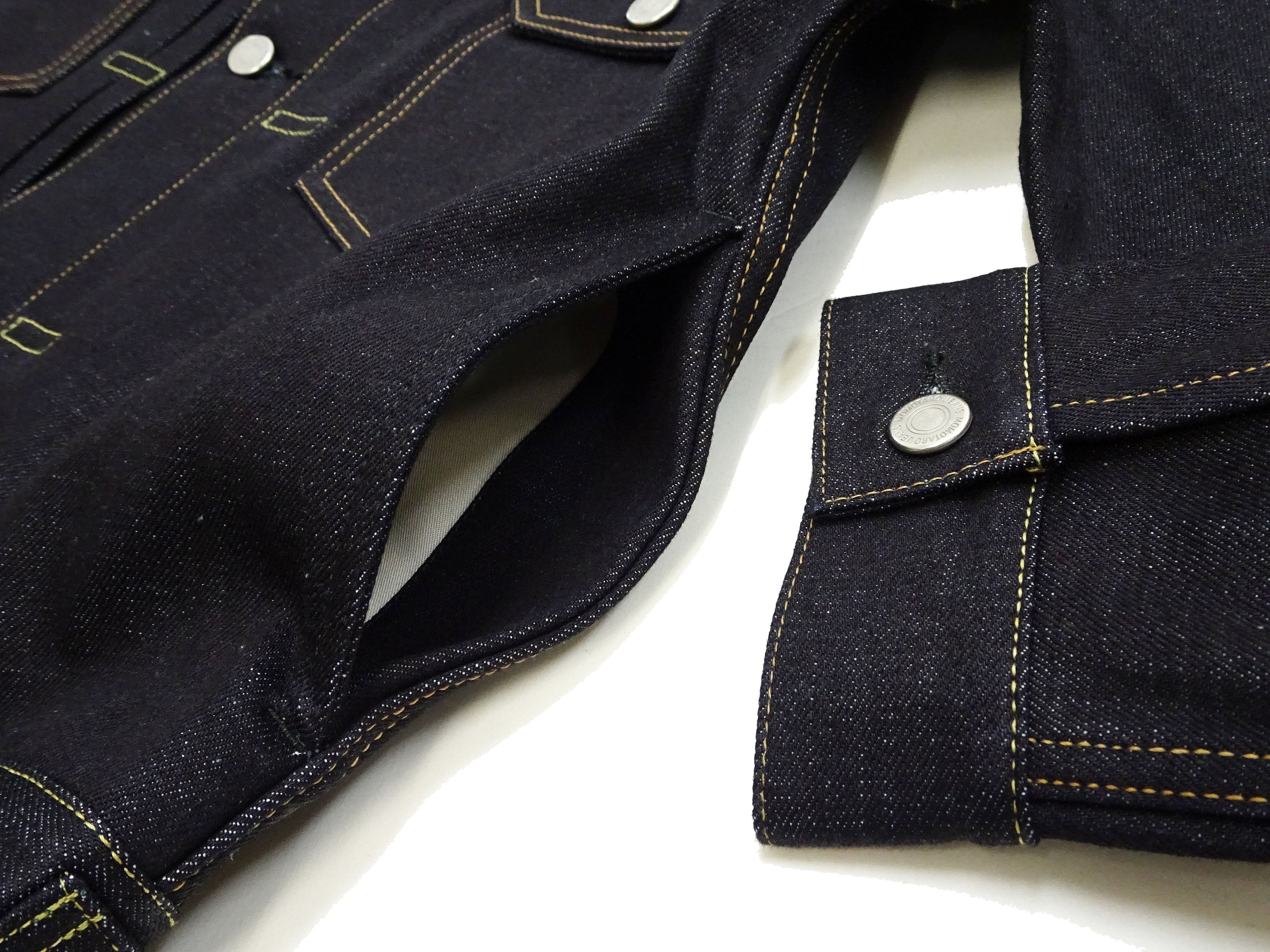 Momotaro Jeans Denim Jacket #002 Men's 1953 Type 2 Style 14.7oz. Zimbabwean Cotton Deep Indigo Denim Jean Jacket MMGJ0002 Sanforized, Unwashed Finish - Image 12
