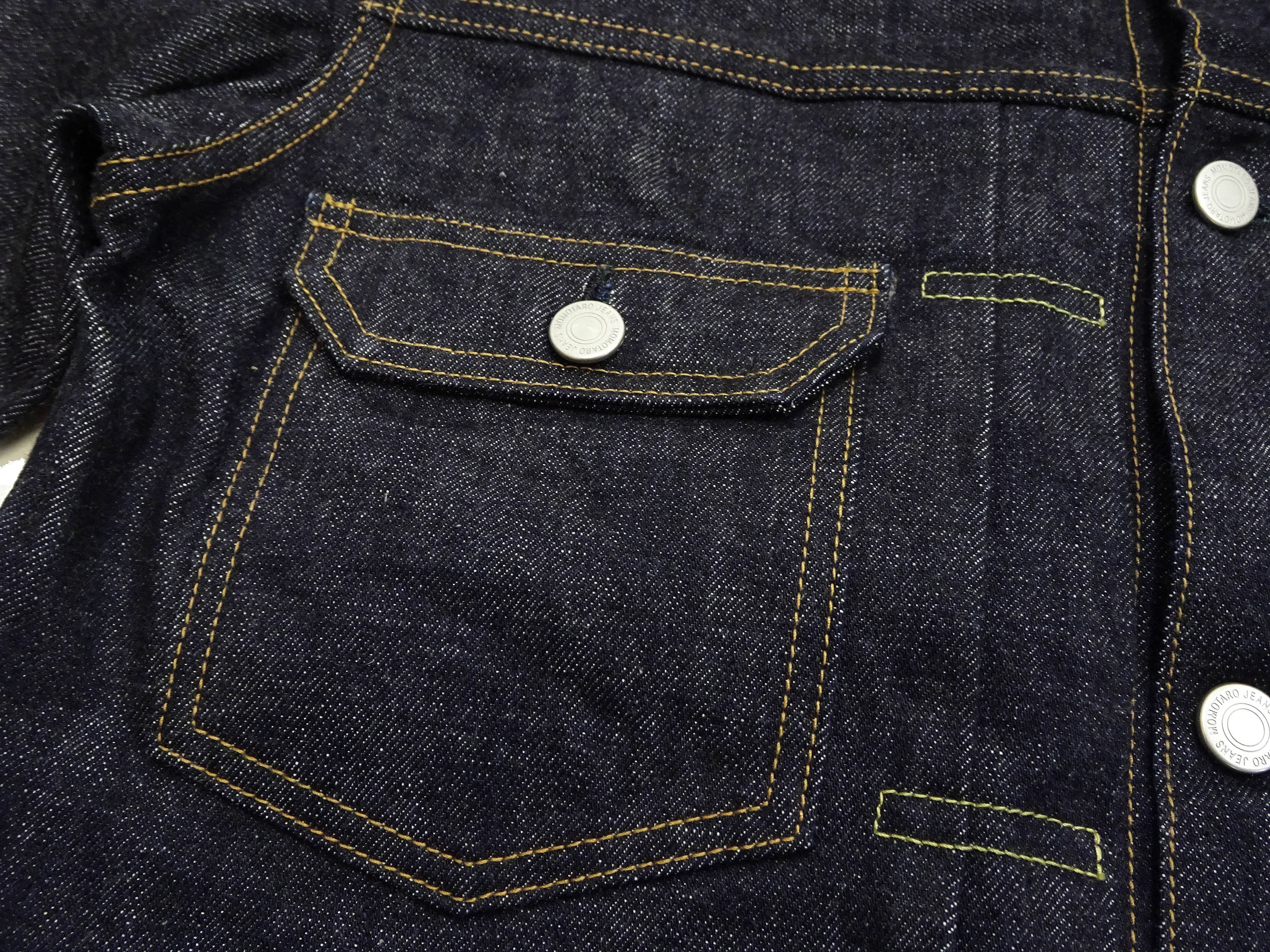 Momotaro Jeans Denim Jacket #002 with Double-Stripe Paint Men's 1953 Type 2 Style 15.7oz. Zimbabwean Cotton Deep Indigo Denim Jean Jacket MMGJ0102 One-Wash - Image 10