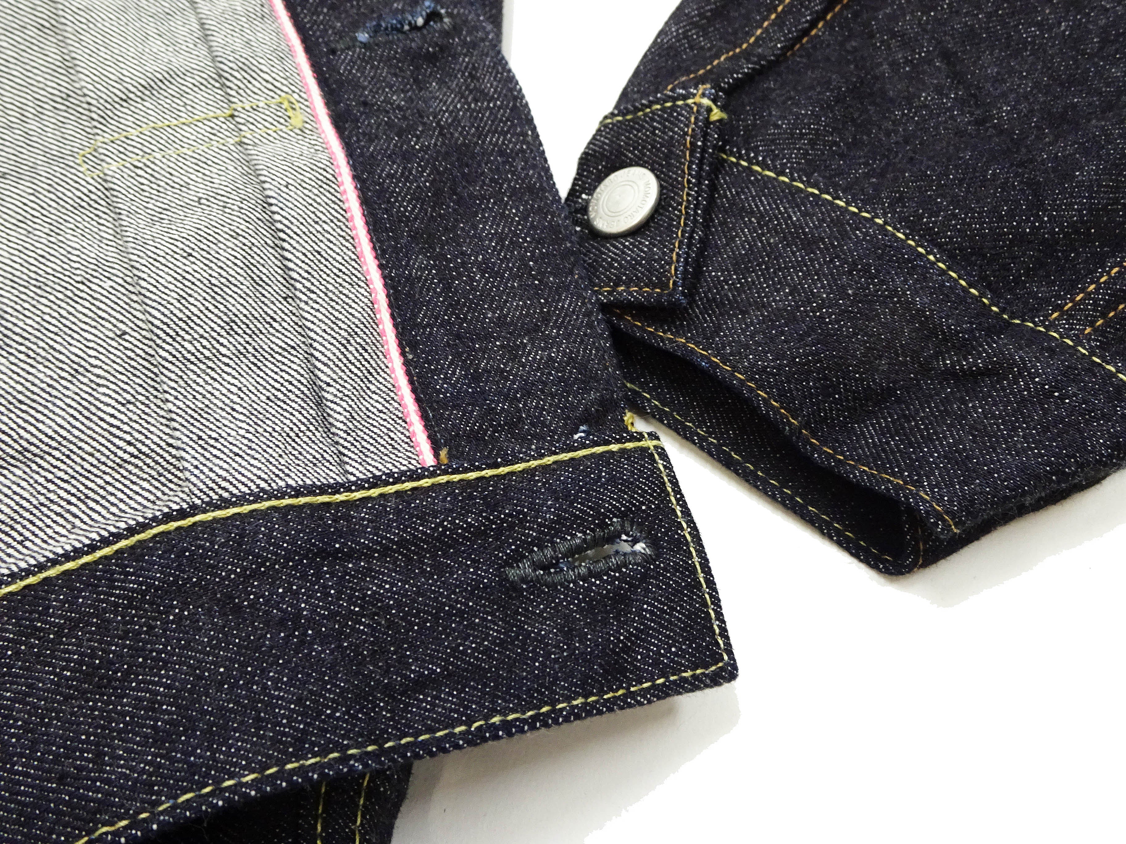 Momotaro Jeans Denim Jacket #002 with Double-Stripe Paint Men's 1953 Type 2 Style 15.7oz. Zimbabwean Cotton Deep Indigo Denim Jean Jacket MMGJ0102 One-Wash - Image 14