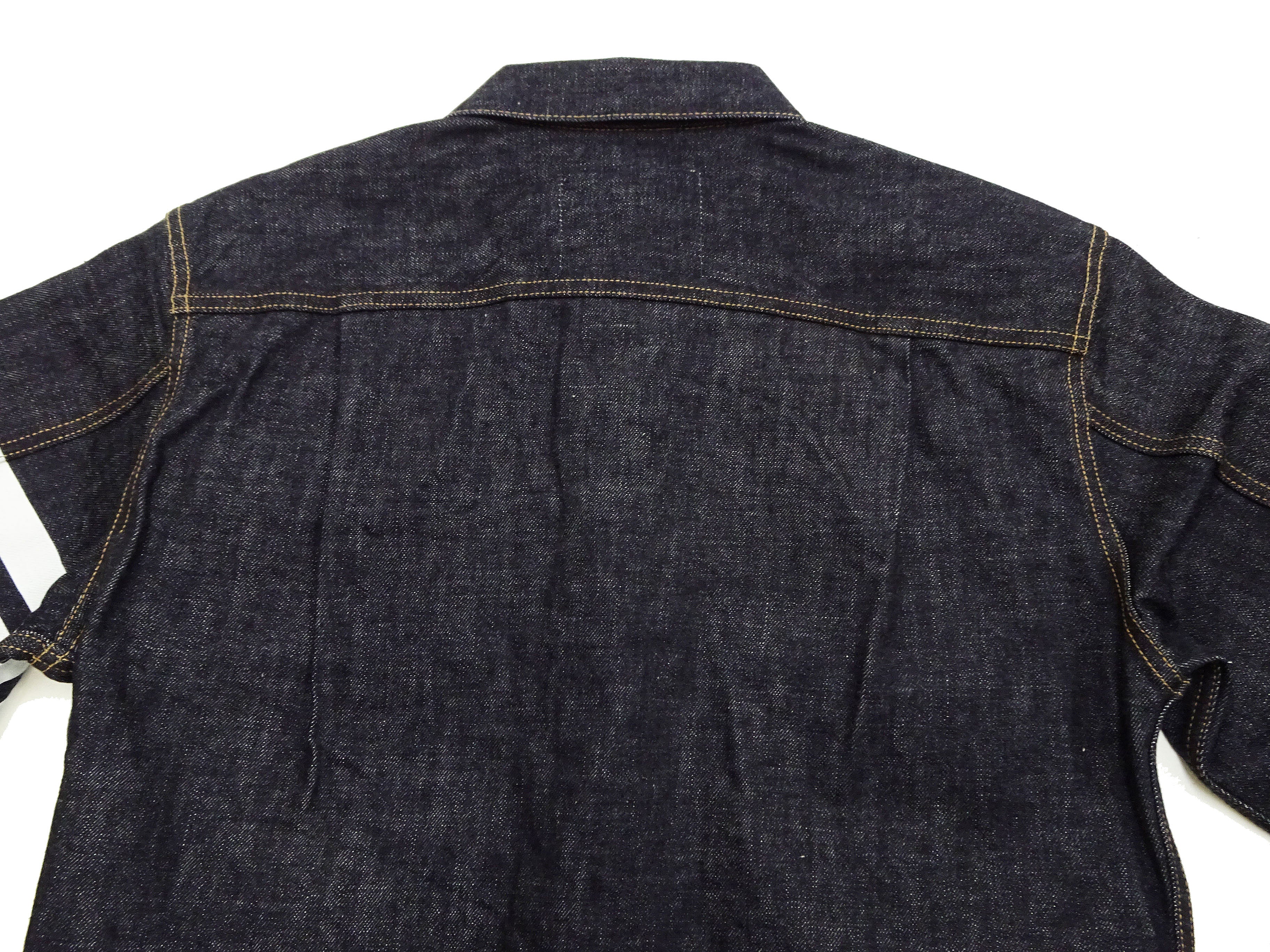 Momotaro Jeans Denim Jacket #002 with Double-Stripe Paint Men's 1953 Type 2 Style 15.7oz. Zimbabwean Cotton Deep Indigo Denim Jean Jacket MMGJ0102 One-Wash - Image 17