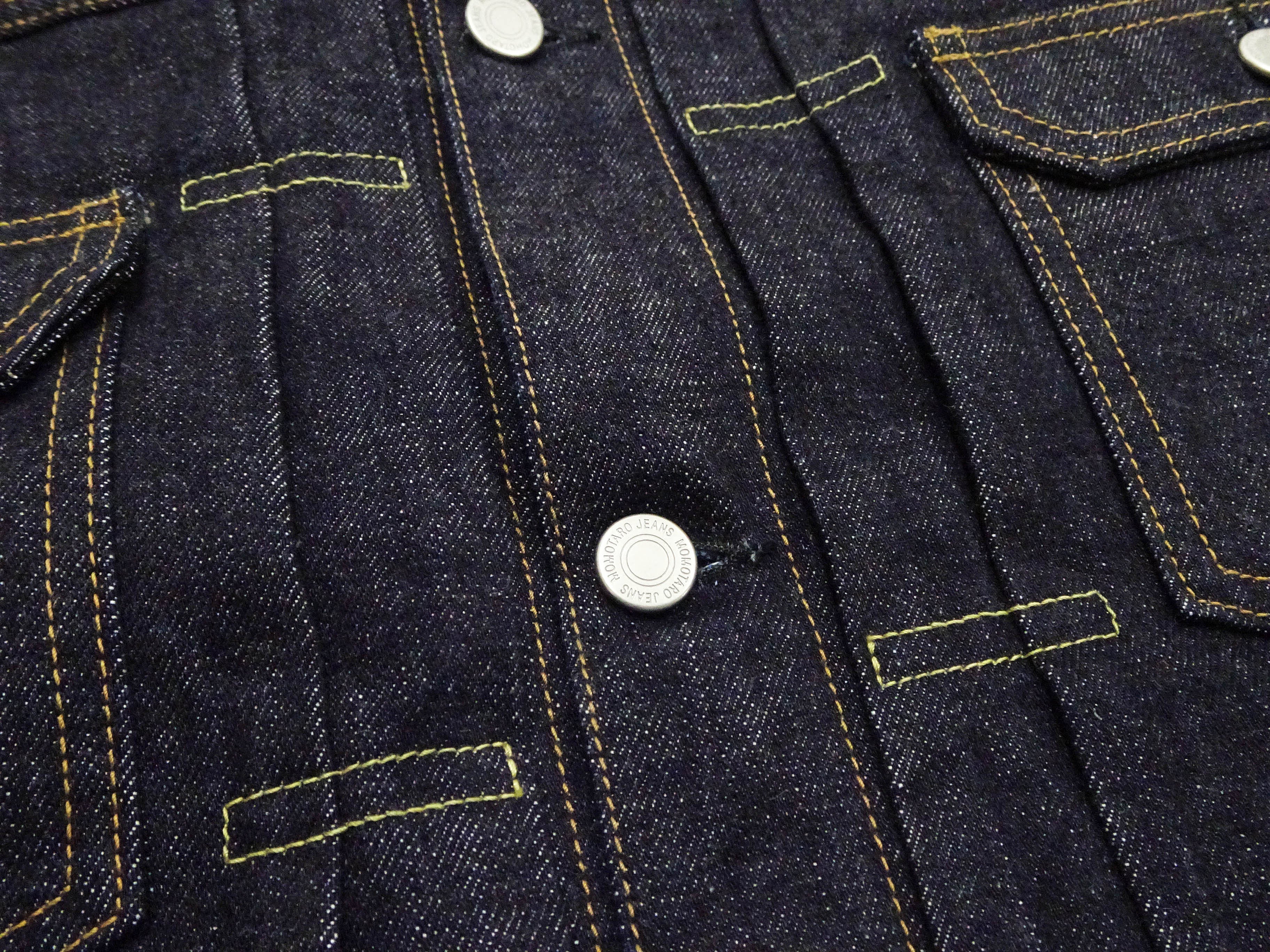 Momotaro Jeans Denim Jacket #002 with Double-Stripe Paint Men's 1953 Type 2 Style 15.7oz. Zimbabwean Cotton Deep Indigo Denim Jean Jacket MMGJ0102 One-Wash - Image 9