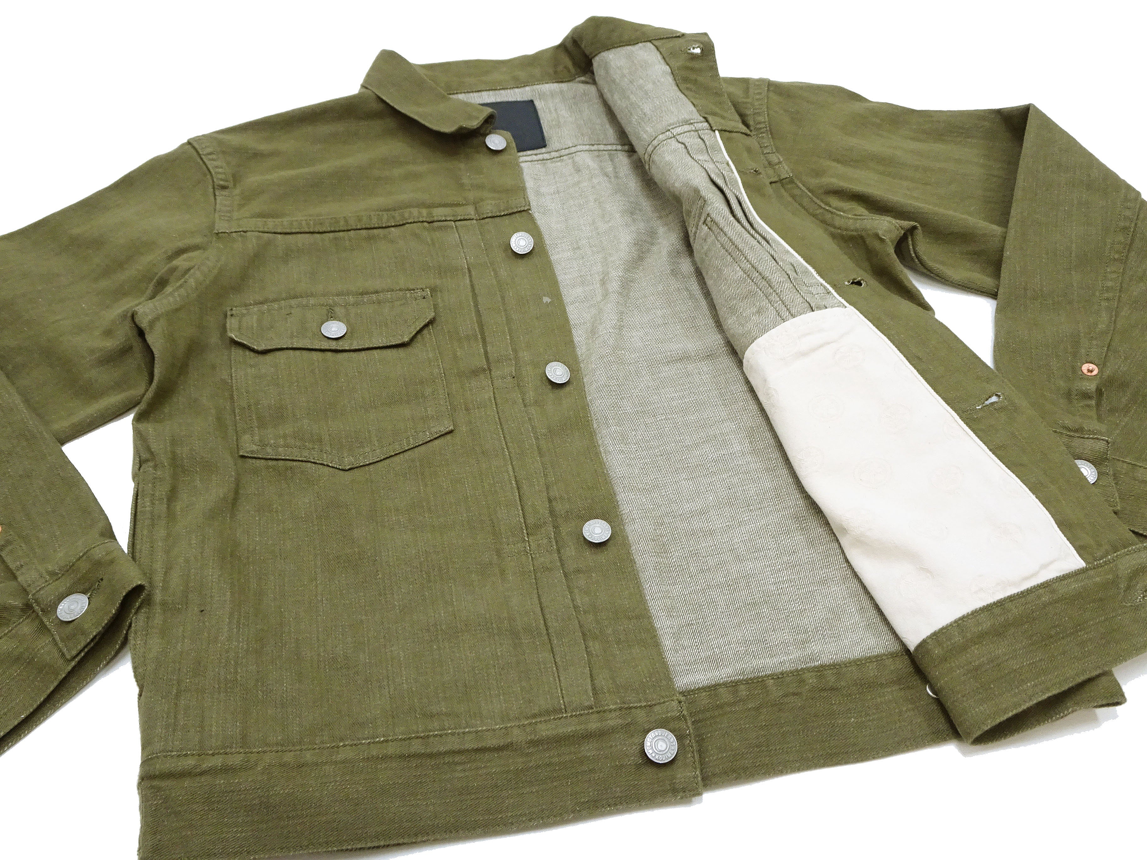 Momotaro Jeans Green Denim Jacket Men's Casual Type 2 Style 10.5oz Lightweight Jean Jacket MXGJ1003 - Image 15