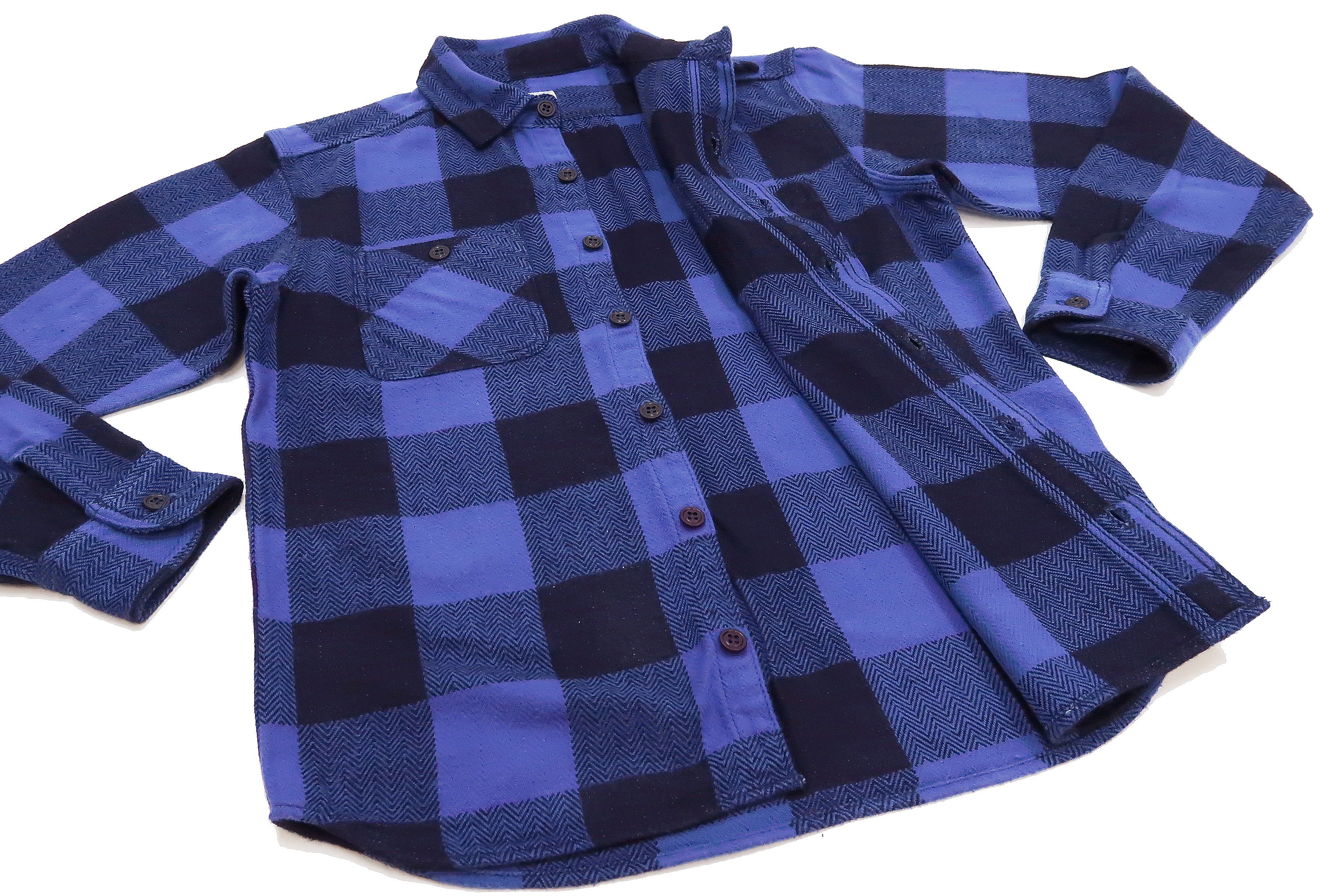 Momotaro Jeans Indigo Flannel Shirt Men's Heavy Herringbone Twill Buffalo Plaid Long Sleeve Work Shirt MLS1010M23 - Image 10