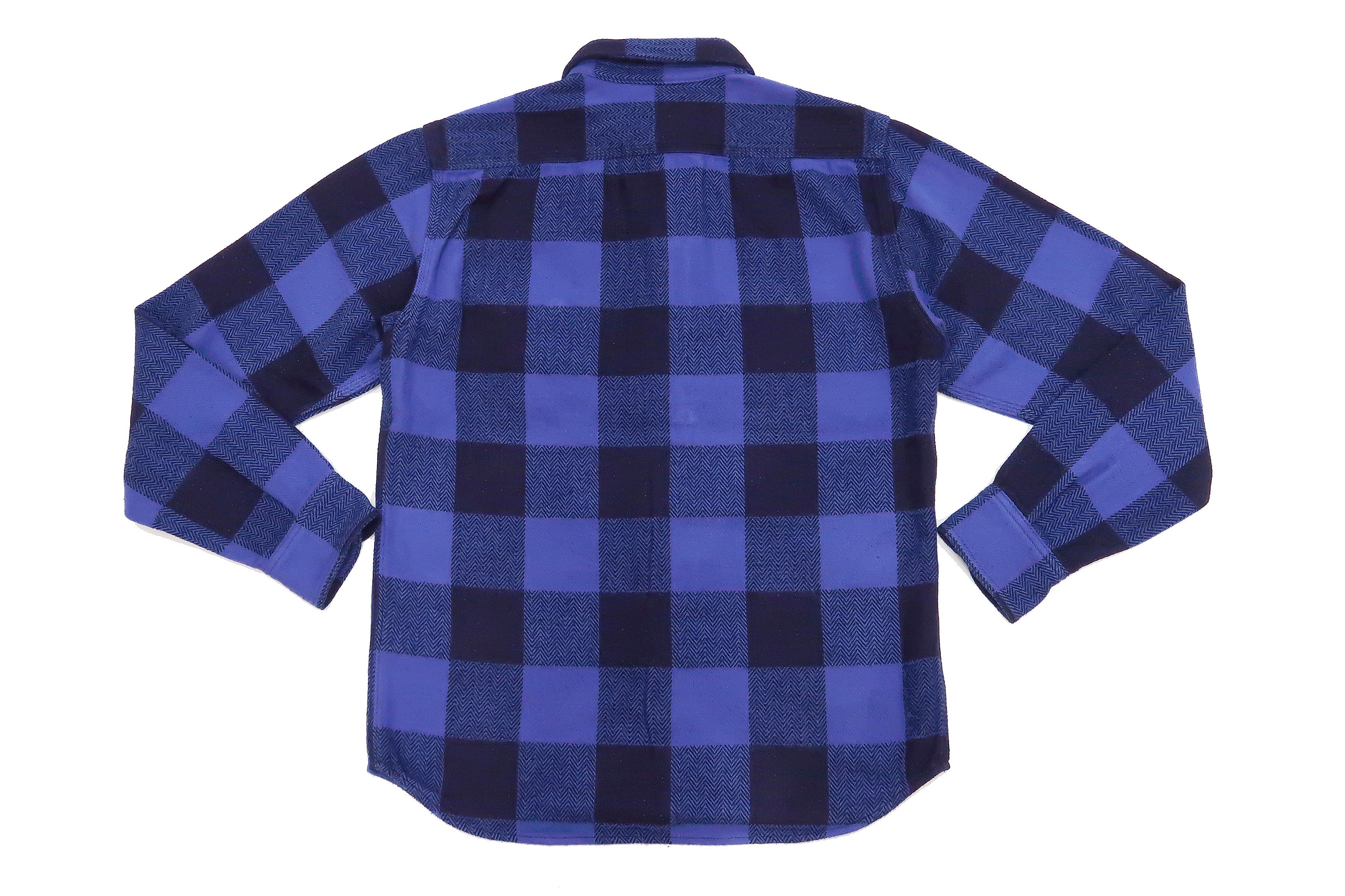 Momotaro Jeans Indigo Flannel Shirt Men's Heavy Herringbone Twill Buffalo Plaid Long Sleeve Work Shirt MLS1010M23 - Image 13