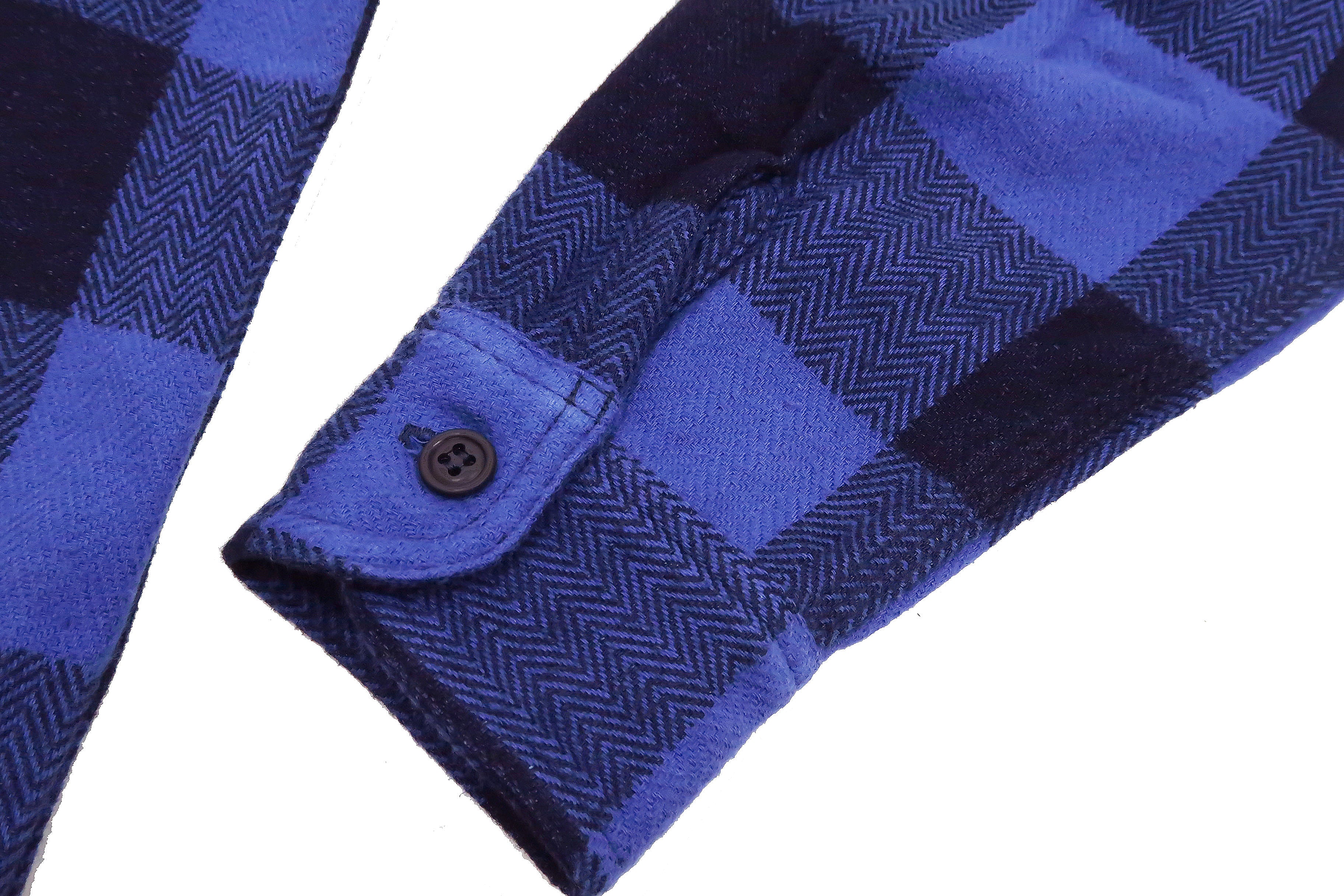 Momotaro Jeans Indigo Flannel Shirt Men's Heavy Herringbone Twill Buffalo Plaid Long Sleeve Work Shirt MLS1010M23 - Image 9
