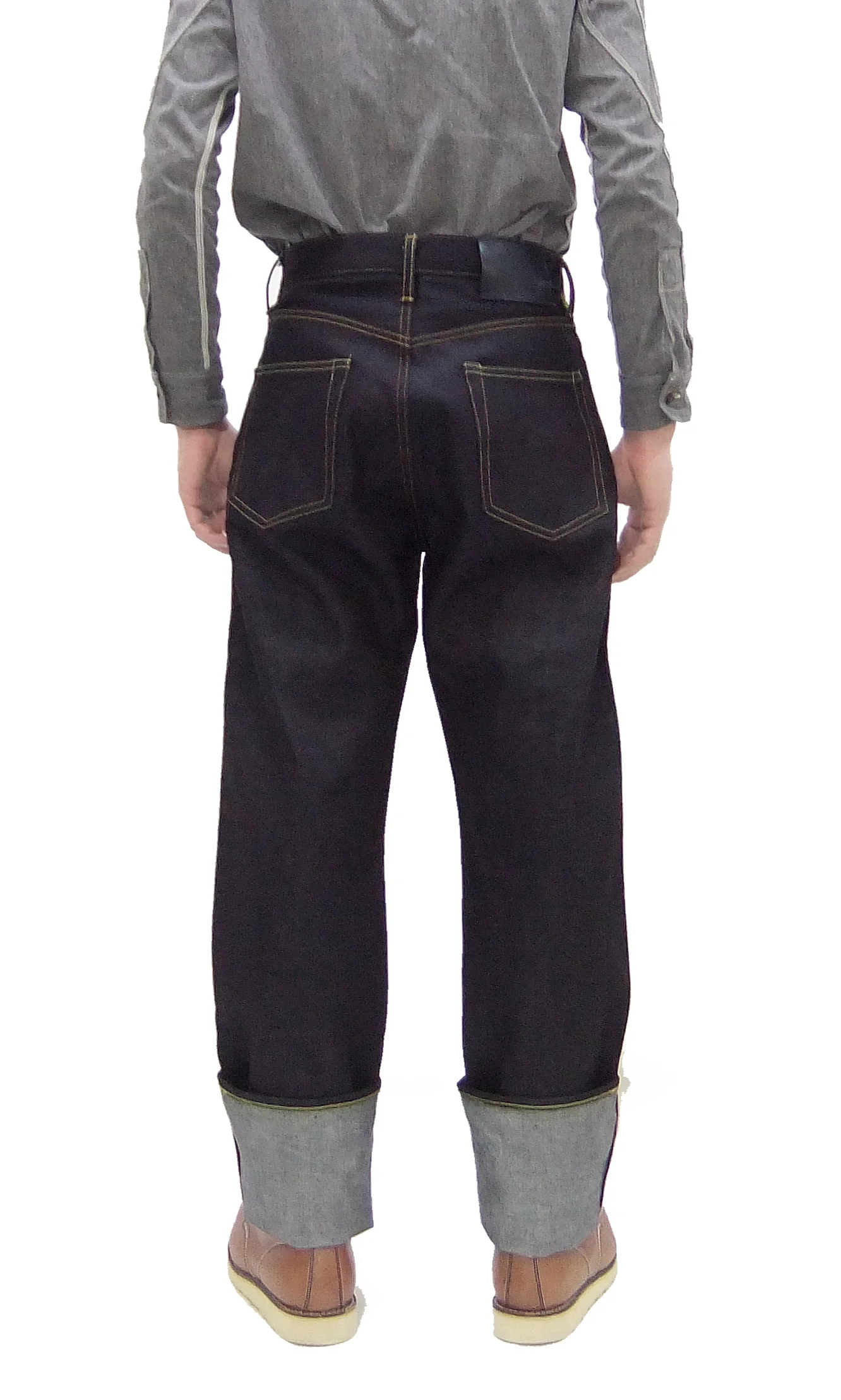 Momotaro Jeans Men's Loose Fit Jeans #100 14.7oz. Zimbabwean Cotton Deep Indigo Denim Jean Pants MMJB0100 Sanforized, Unwashed Finish - Image 4
