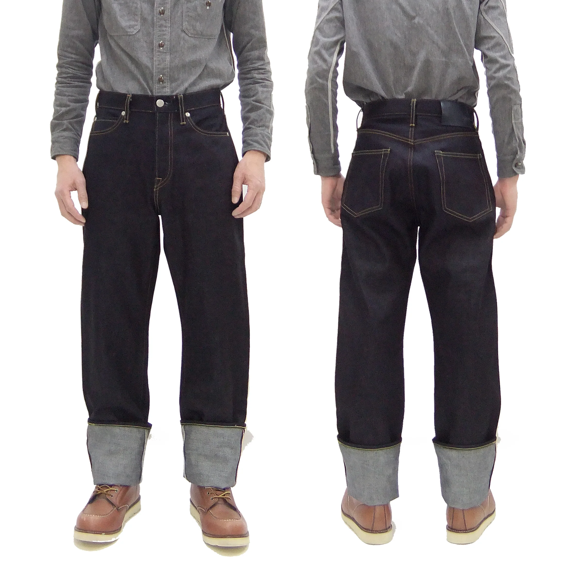 Momotaro Jeans Men's Loose Fit Jeans #100 14.7oz. Zimbabwean Cotton Deep Indigo Denim Jean Pants MMJB0100 Sanforized, Unwashed Finish - Image 5