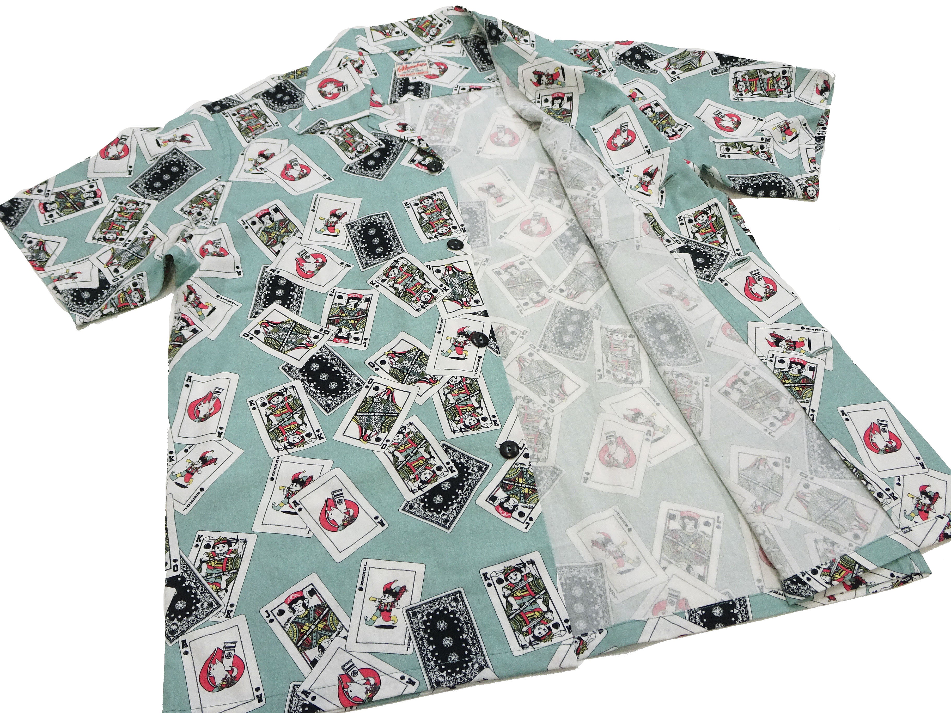 Momotaro Jeans Shirt Men's Short Sleeve Japanese Aloha Shirt Hawaiian Shirt MSS1010M31 Green - Image 10