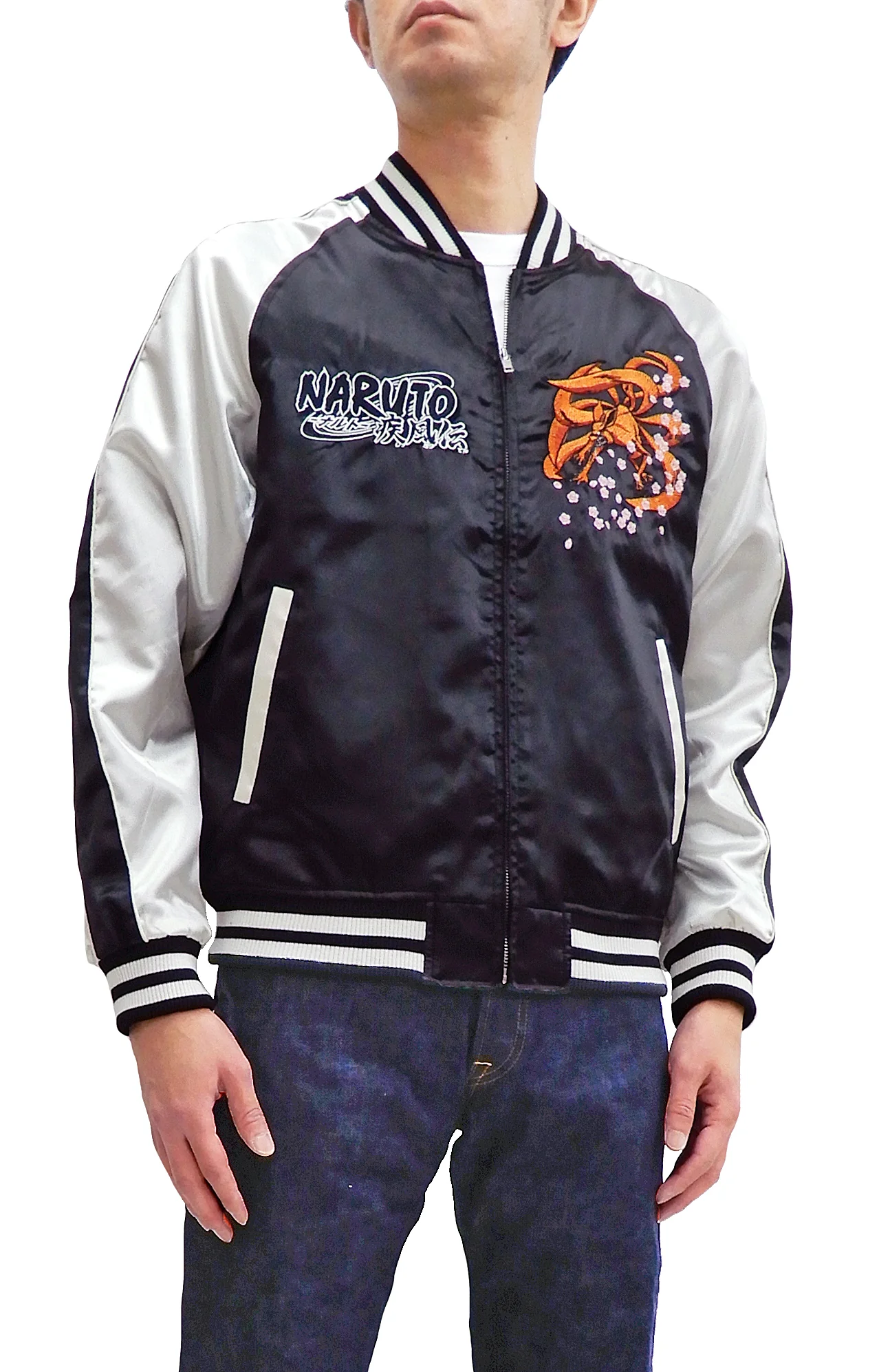 Naruto Sukajan Jacket Men's Naruto Shippuden Japanese Souvenir Jacket 9001822 Black/Off - Image 4