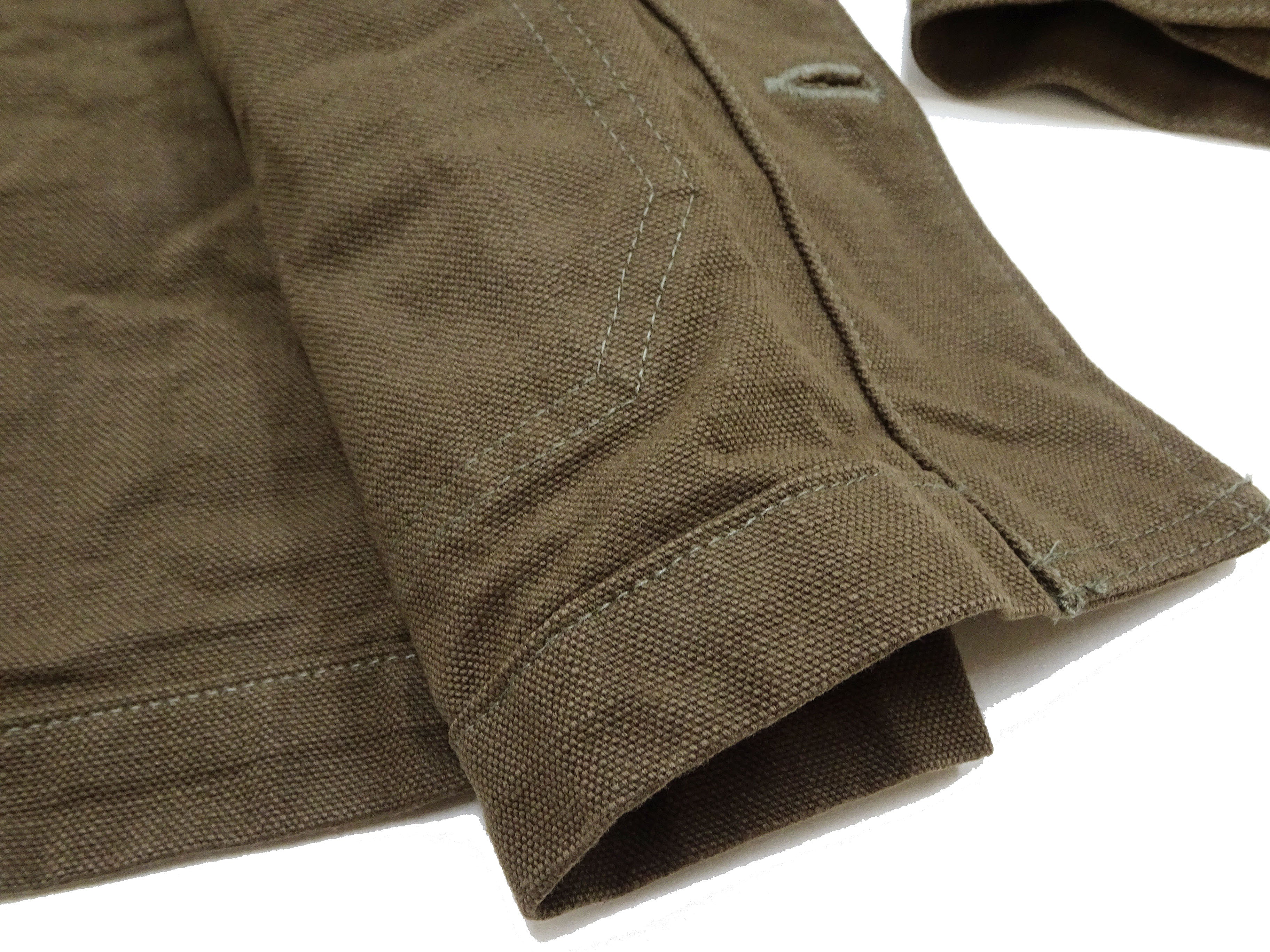 Oni Denim Chore Coat ONI-03100-HOX Men's Casual Modern-Fit Sulfur-Dyed Cotton Slub Oxford Weave Work Jacket Olive-Green One-Wash - Image 14