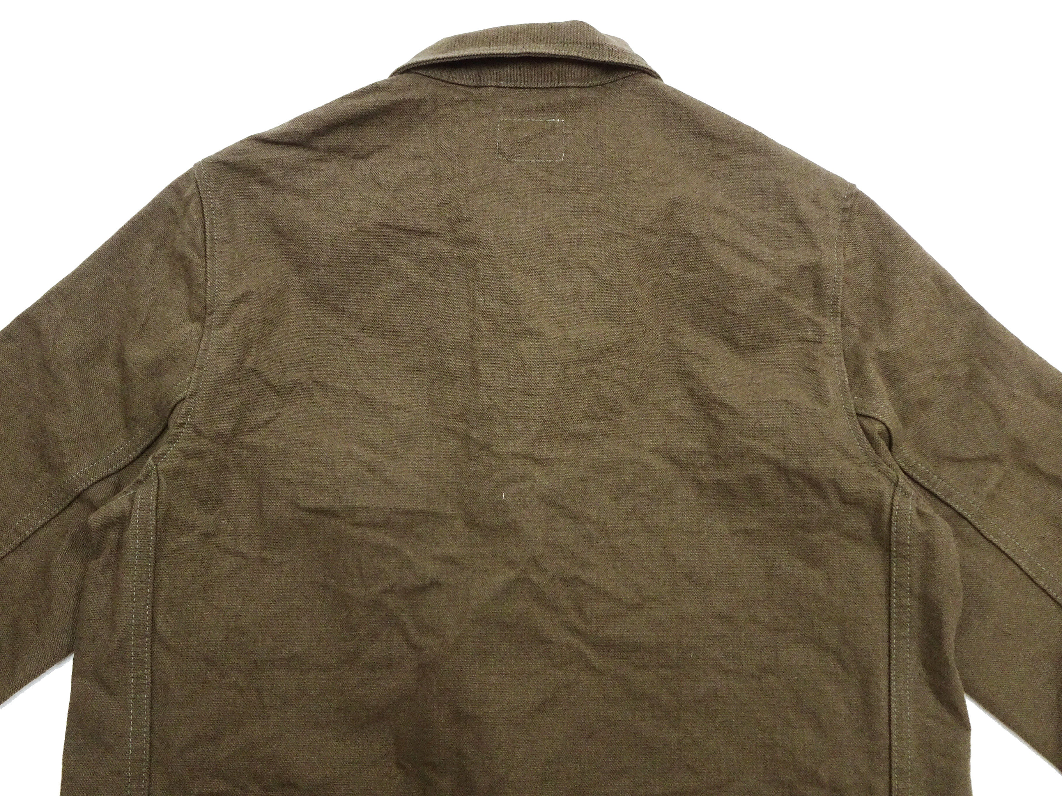 Oni Denim Chore Coat ONI-03100-HOX Men's Casual Modern-Fit Sulfur-Dyed Cotton Slub Oxford Weave Work Jacket Olive-Green One-Wash - Image 18