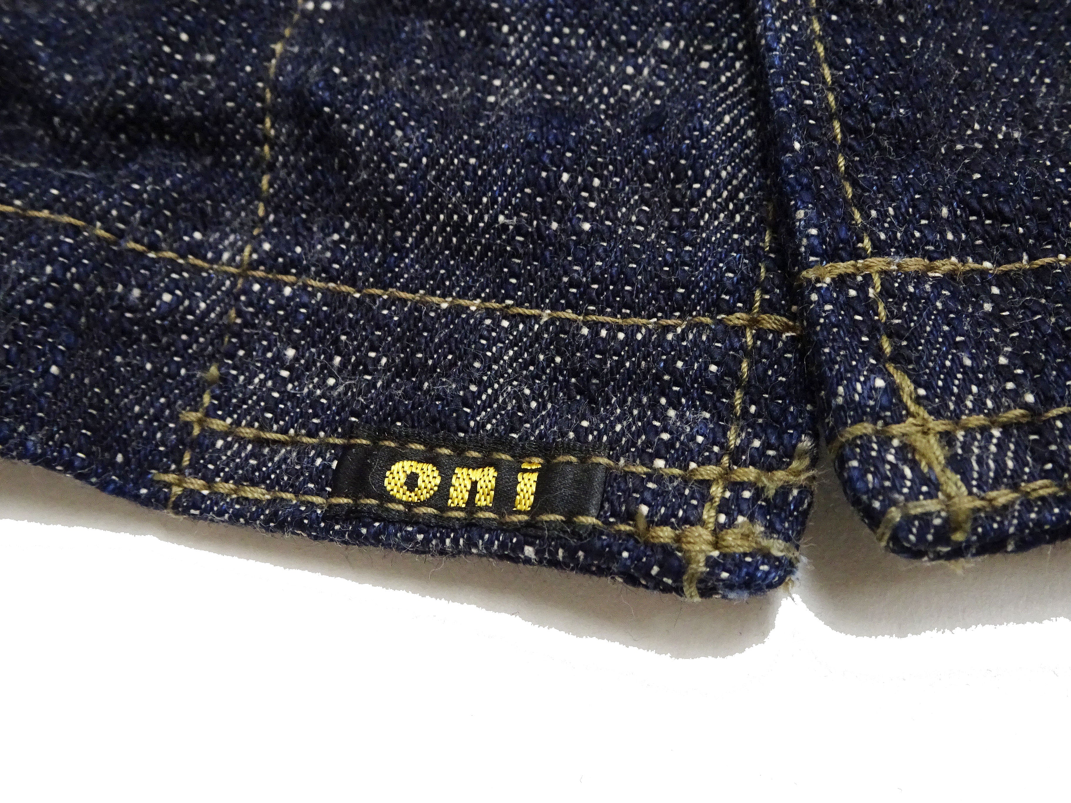 Oni Denim Jacket 03502-kasuri Men's Casual Slim-Fit 17oz. ONI-Kasuri Slub Selvedge Denim Work Coat Chore Coat Indigo One-Wash - Image 12