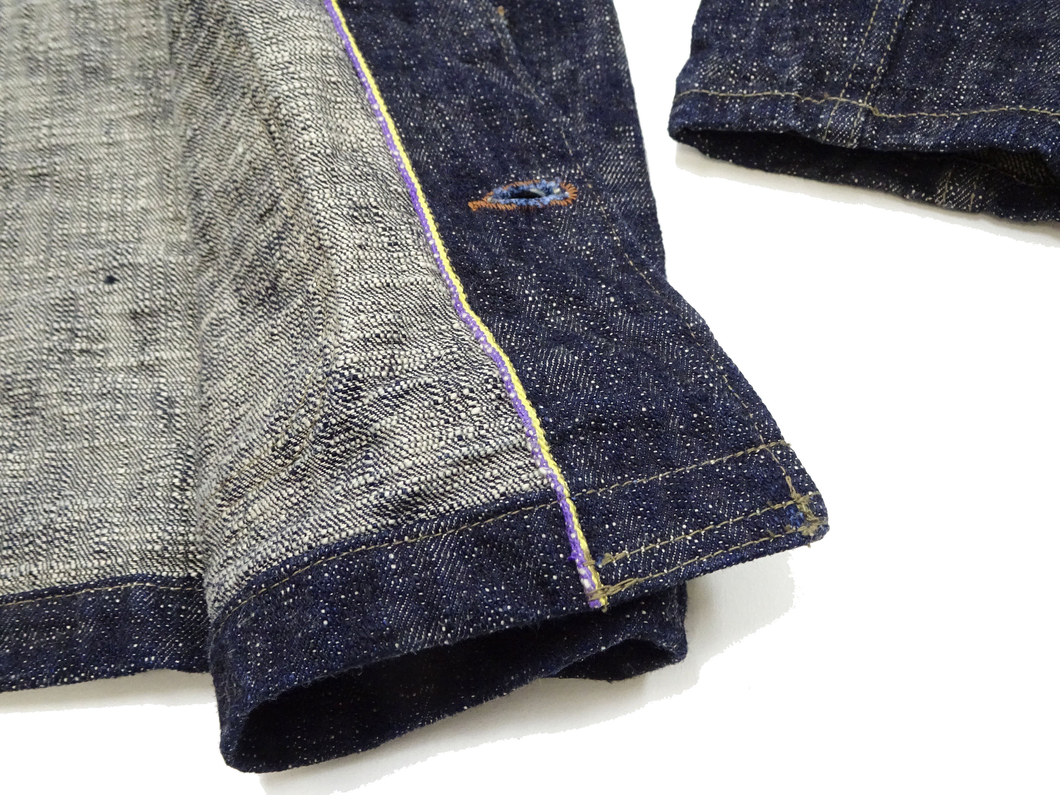 Oni Denim Jacket 03502-kasuri Men's Casual Slim-Fit 17oz. ONI-Kasuri Slub Selvedge Denim Work Coat Chore Coat Indigo One-Wash - Image 15