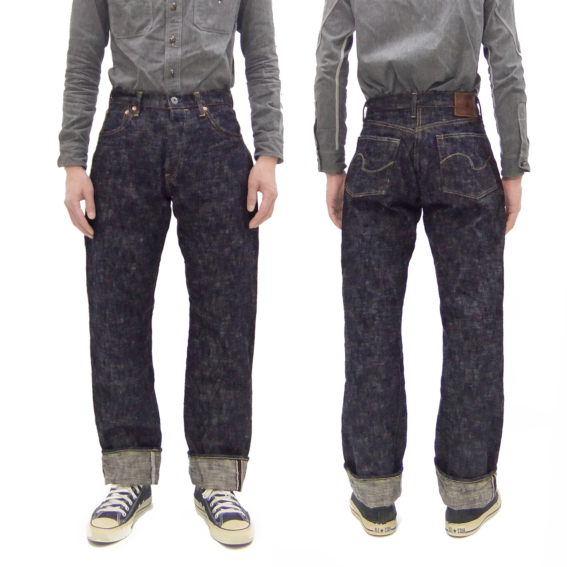 ONI Denim Jeans 595-Kasuri Men's 17oz. ONI-Kasuri Slub Denim Jeans Relaxed Fit with Straight-Leg Indigo Jean Pants ONI595-Kasuri - Image 5