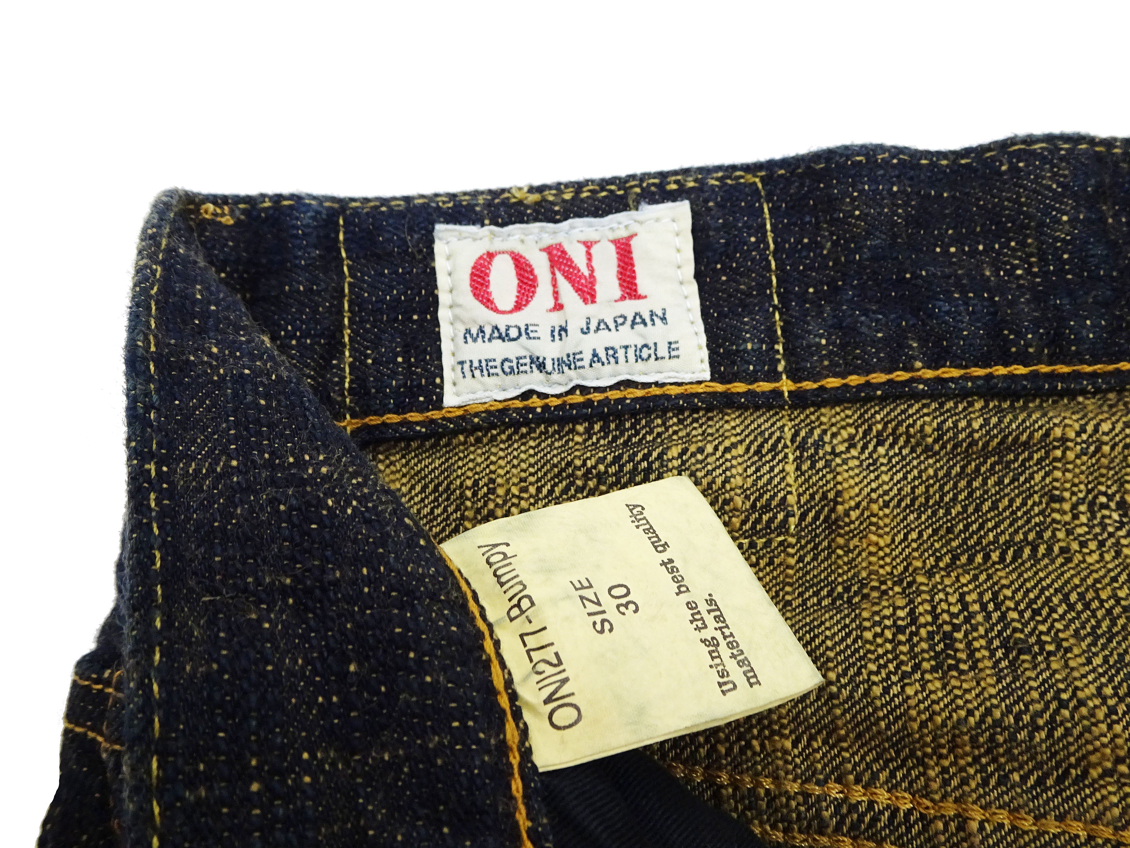 ONI Denim Men's 17 oz Bumpy Denim Selvedge Jeans - Regular Straight Fit - Indigo Overdyed with Ocher Pigment - Made in Japan (ONI277-Bumpy) - Image 15