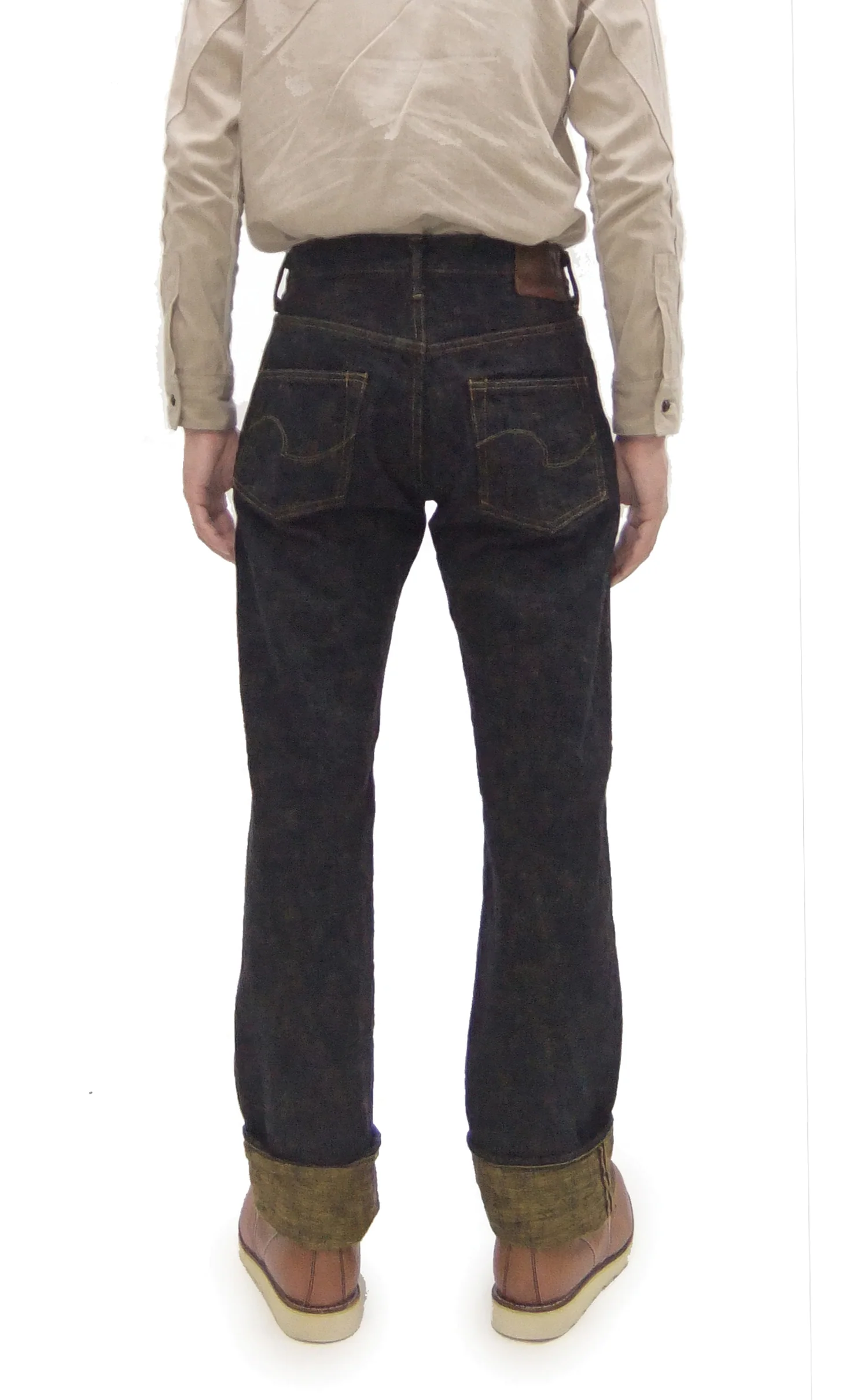 ONI Denim Men's 17 oz Bumpy Denim Selvedge Jeans - Regular Straight Fit - Indigo Overdyed with Ocher Pigment - Made in Japan (ONI277-Bumpy) - Image 4