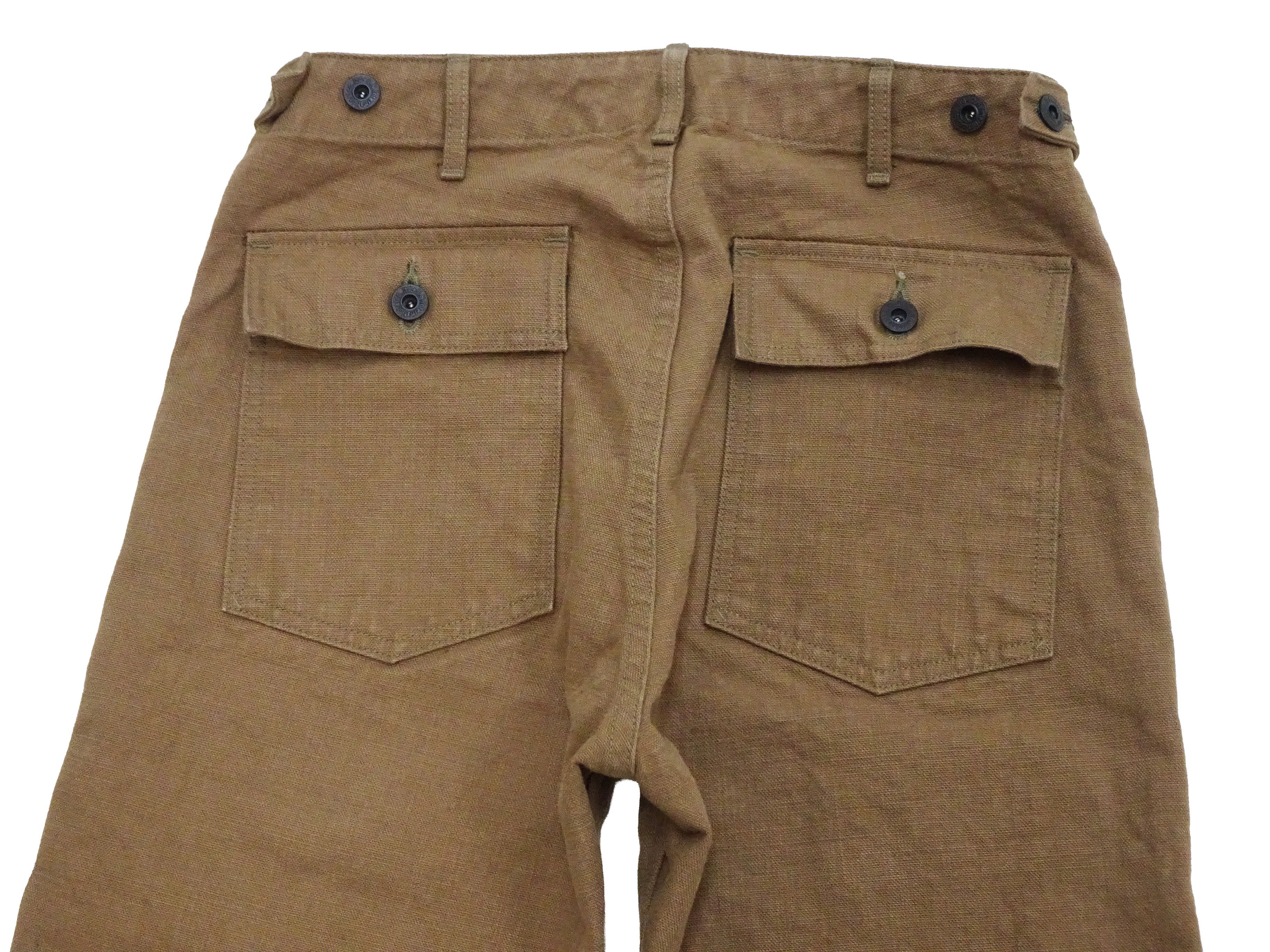 ONI Denim Men's Brown-Khaki Sulfur-Dyed Heavy Oxford Work Pants Relaxed Straight Fit Button Fly Trousers Made in Japan (ONI-207HOX-BRK) - Image 11