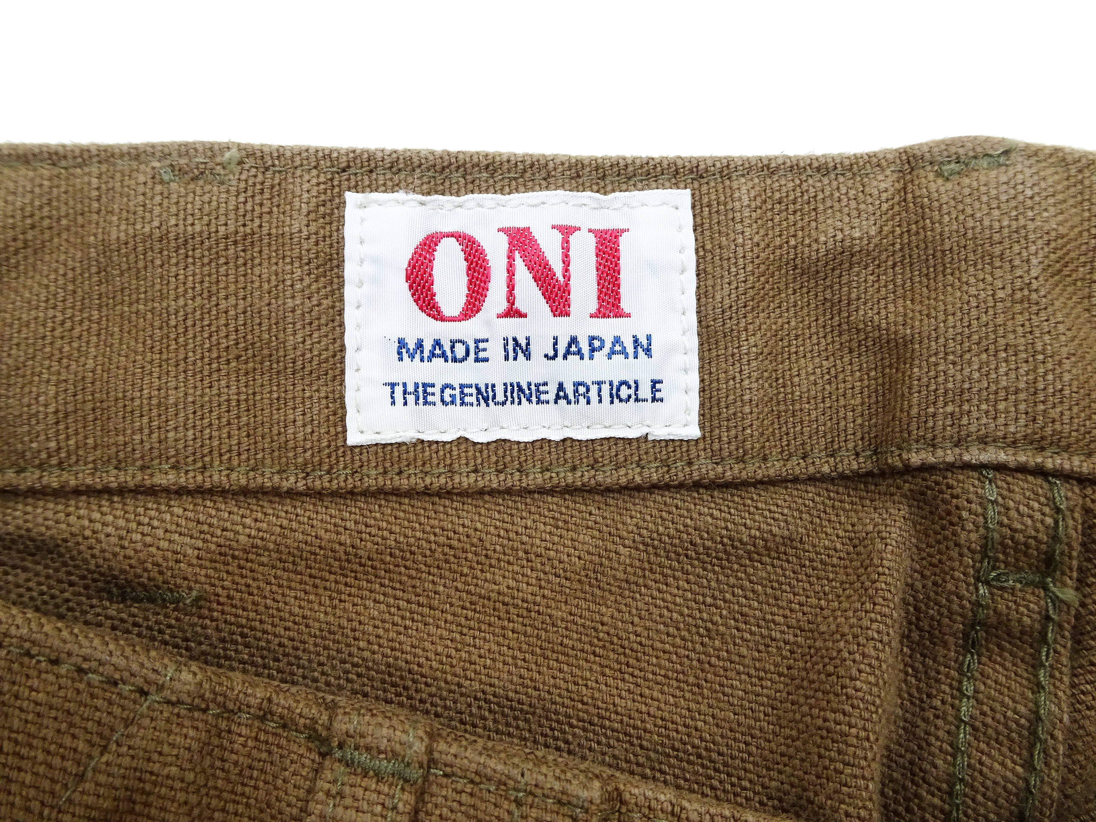ONI Denim Men's Brown-Khaki Sulfur-Dyed Heavy Oxford Work Pants Relaxed Straight Fit Button Fly Trousers Made in Japan (ONI-207HOX-BRK) - Image 14