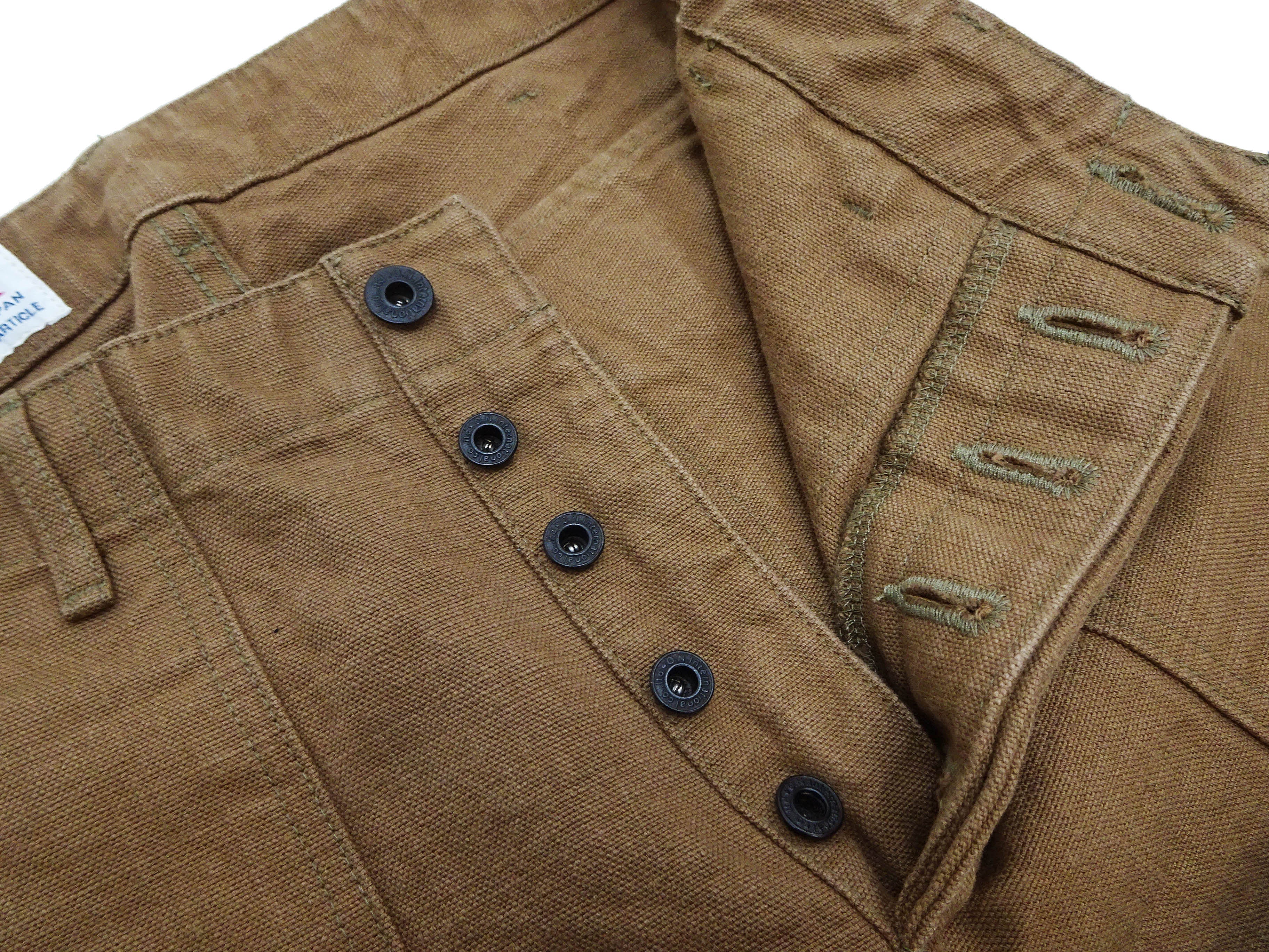 ONI Denim Men's Brown-Khaki Sulfur-Dyed Heavy Oxford Work Pants Relaxed Straight Fit Button Fly Trousers Made in Japan (ONI-207HOX-BRK) - Image 8