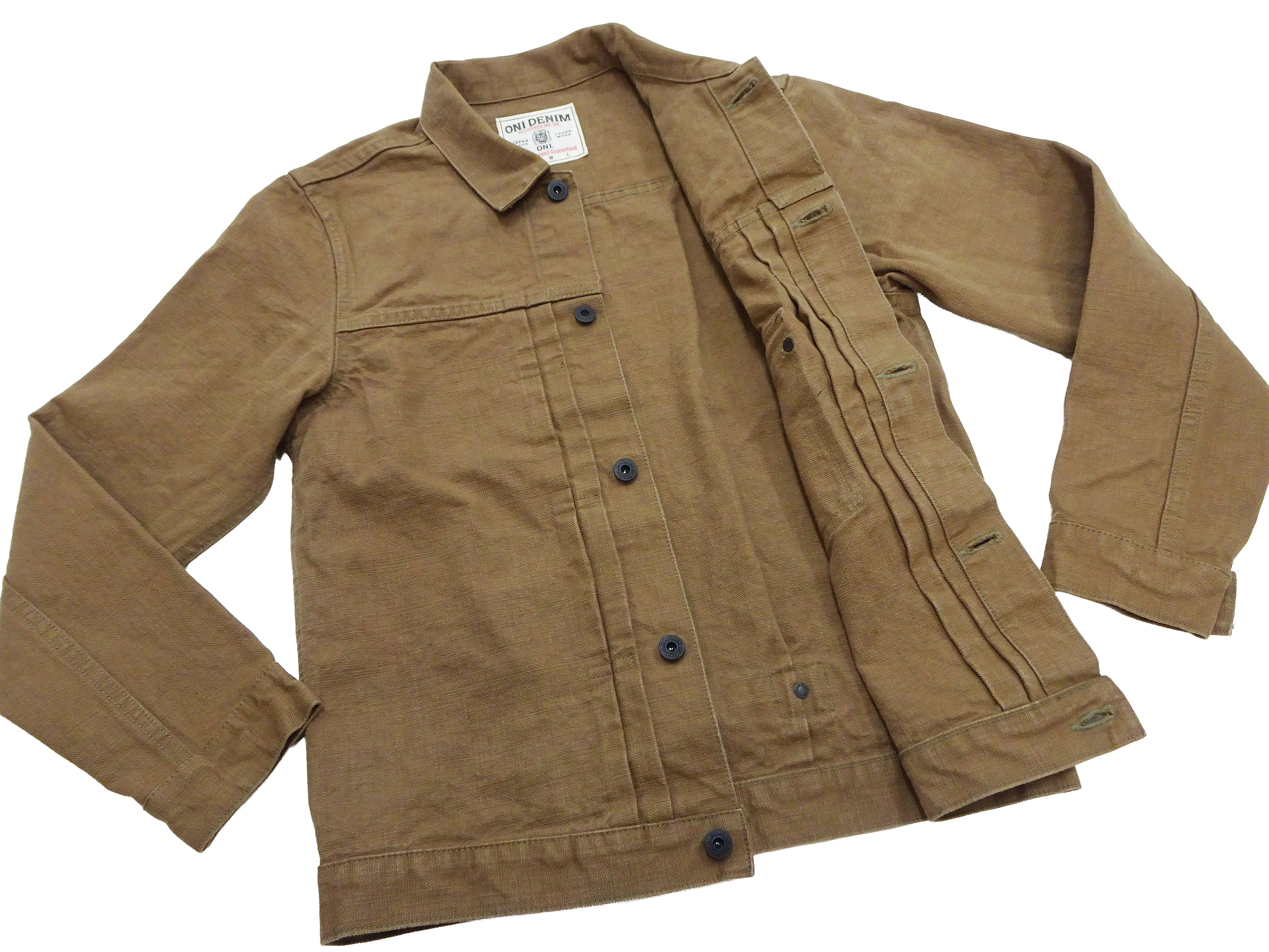 ONI Denim Men's Type I-Inspired Jacket Brown-Khaki 13 oz. Sulfur-Dyed Heavy Oxford Made in Japan (ONI-01507L-HOX-BRK) - Image 13
