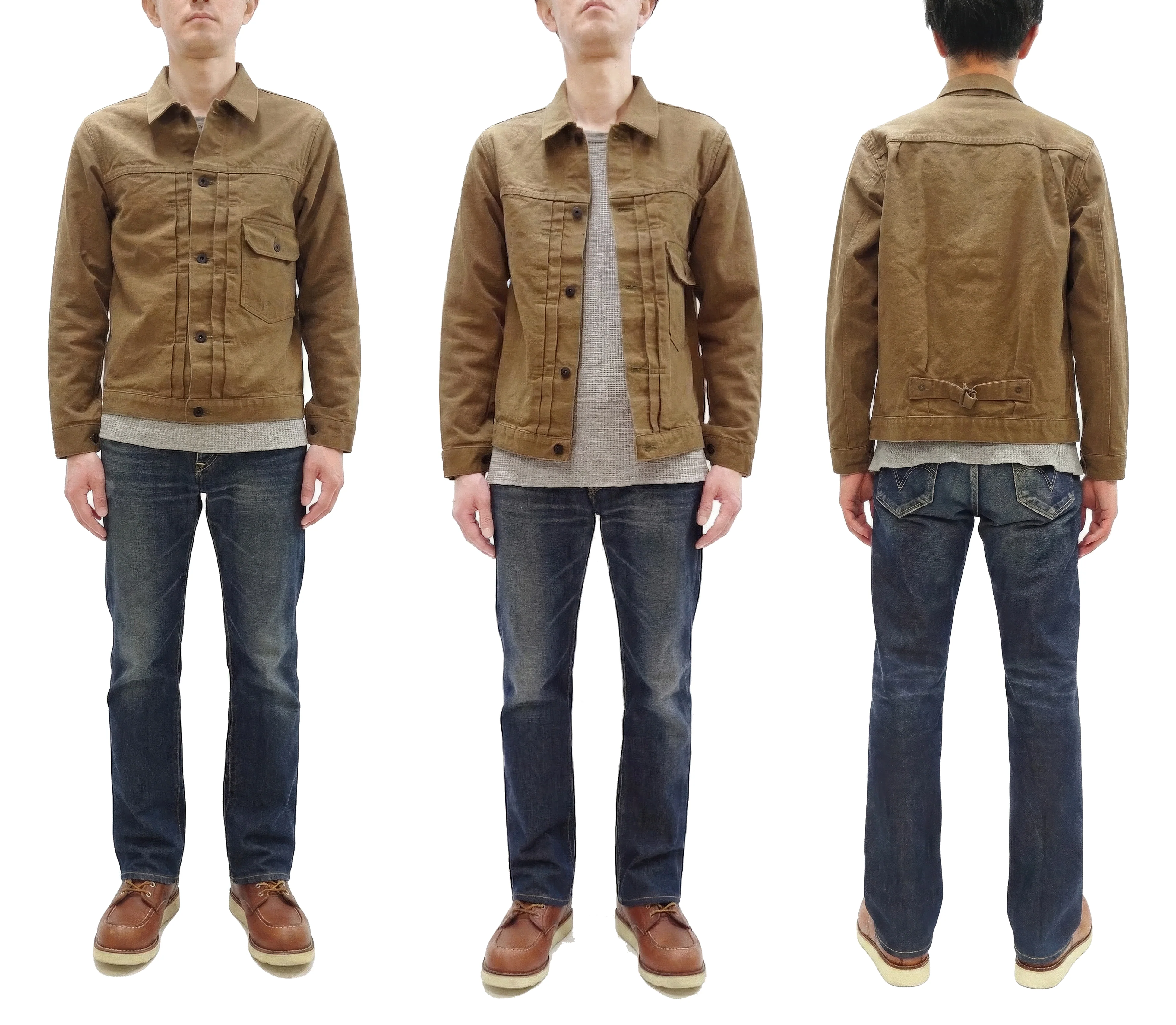 ONI Denim Men's Type I-Inspired Jacket Brown-Khaki 13 oz. Sulfur-Dyed Heavy Oxford Made in Japan (ONI-01507L-HOX-BRK) - Image 3