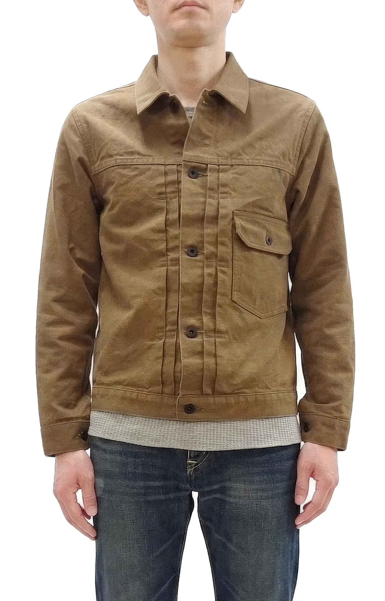 ONI Denim Men's Type I-Inspired Jacket Brown-Khaki 13 oz. Sulfur-Dyed Heavy Oxford Made in Japan (ONI-01507L-HOX-BRK) - Image 4