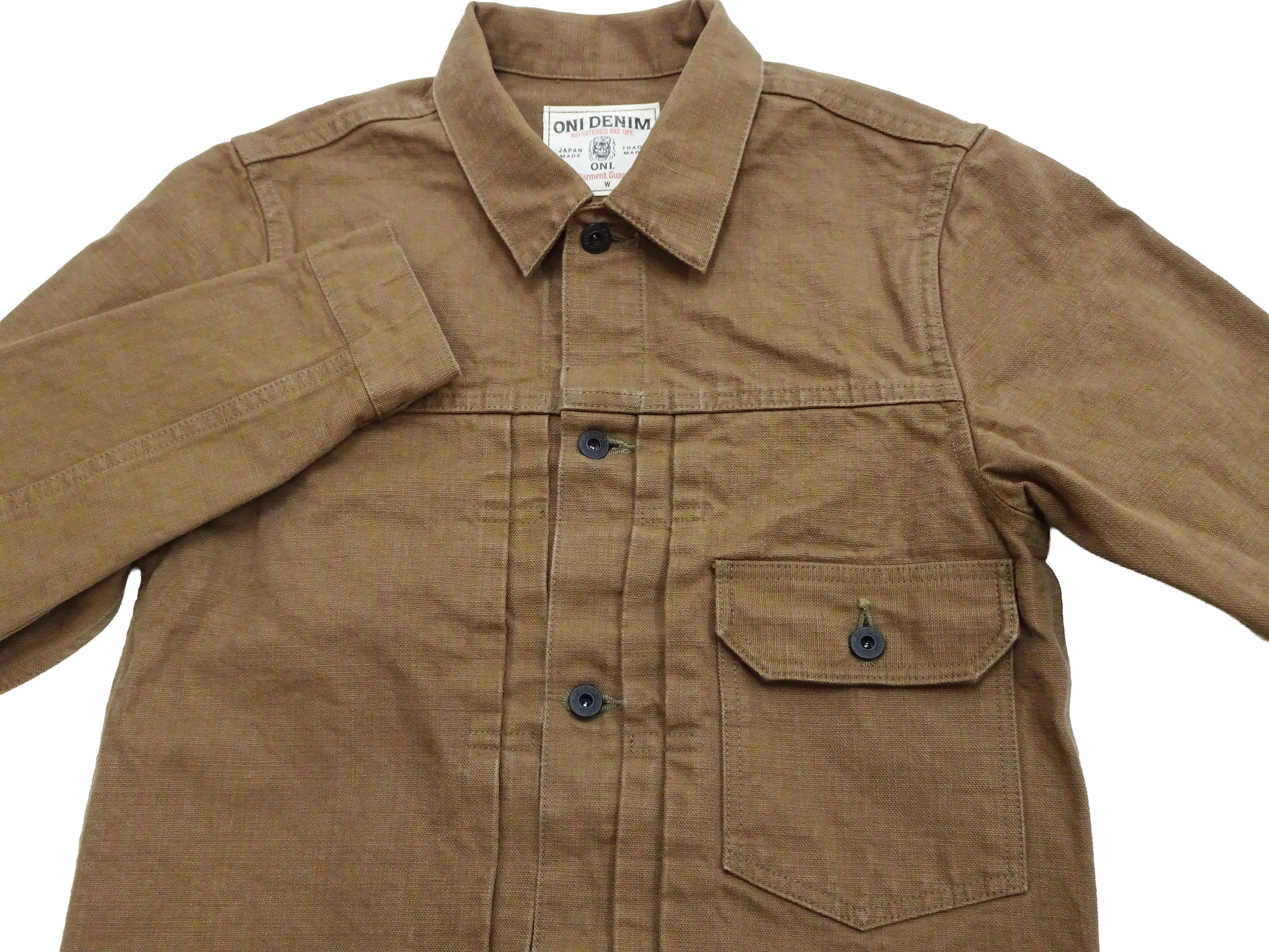 ONI Denim Men's Type I-Inspired Jacket Brown-Khaki 13 oz. Sulfur-Dyed Heavy Oxford Made in Japan (ONI-01507L-HOX-BRK) - Image 8