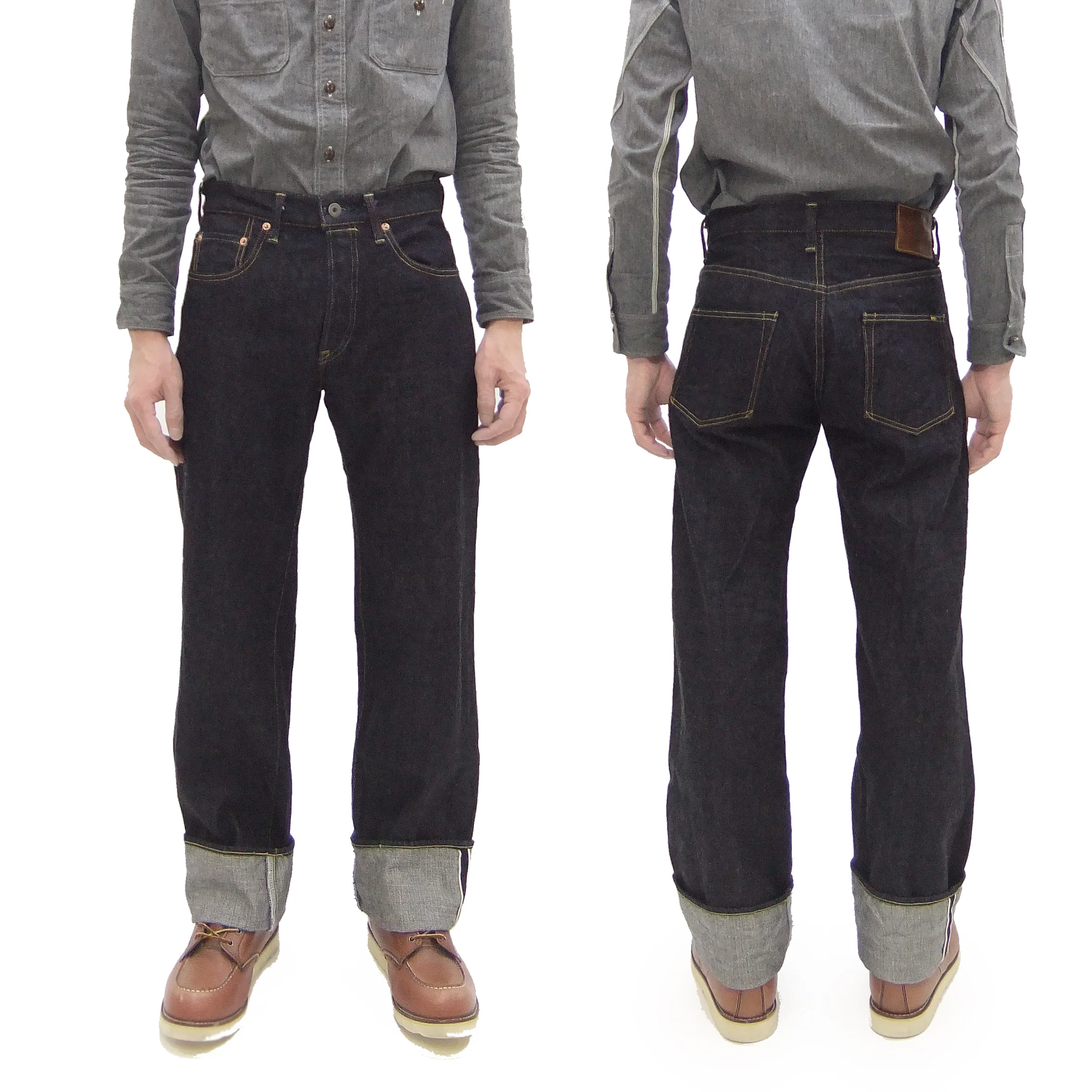 ONI Denim Relaxed Straight Jeans 200 Men's Button-Fly High-Rise 15oz. Low-Tension Selvedge Denim Indigo Jean Pants ONI-200 - Image 5