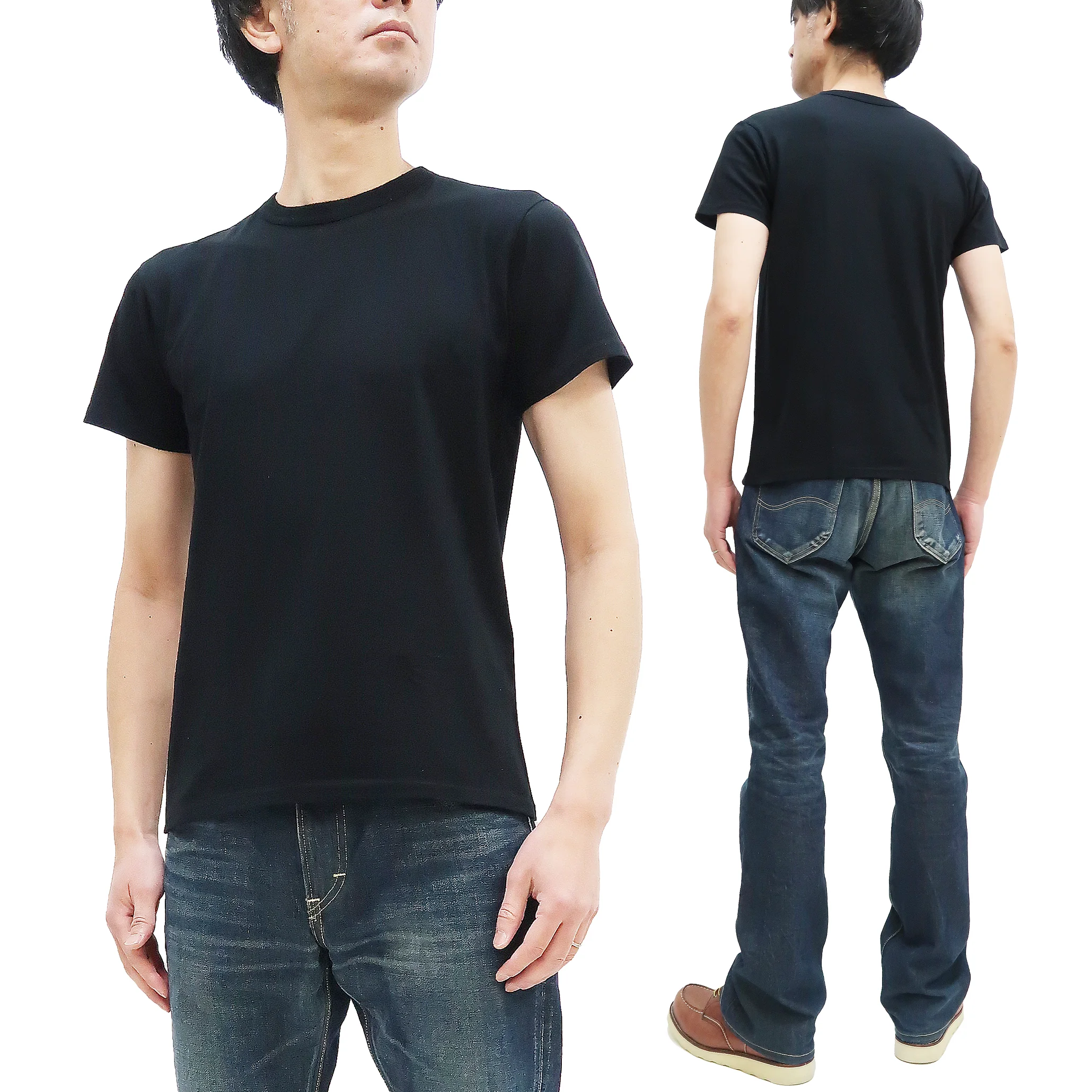 Pherrows 2-Pack T-shirts Men's Pack of two T-shirts Plain Solid Color Lightweight Short Sleeve Loopwheel Tee Pherrow's 2PACK-TEE Black - Image 3