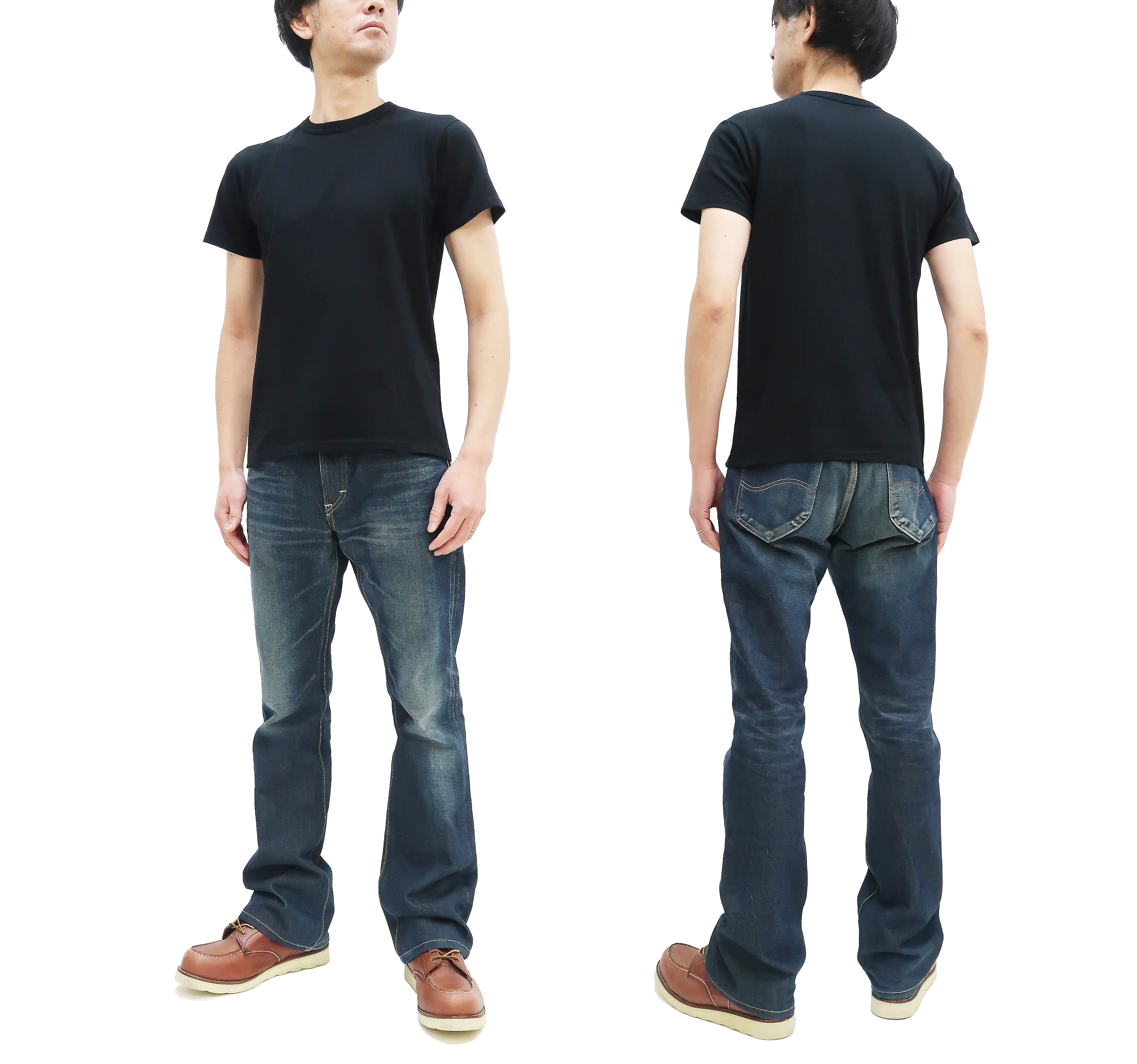 Pherrows 2-Pack T-shirts Men's Pack of two T-shirts Plain Solid Color Lightweight Short Sleeve Loopwheel Tee Pherrow's 2PACK-TEE Black - Image 5