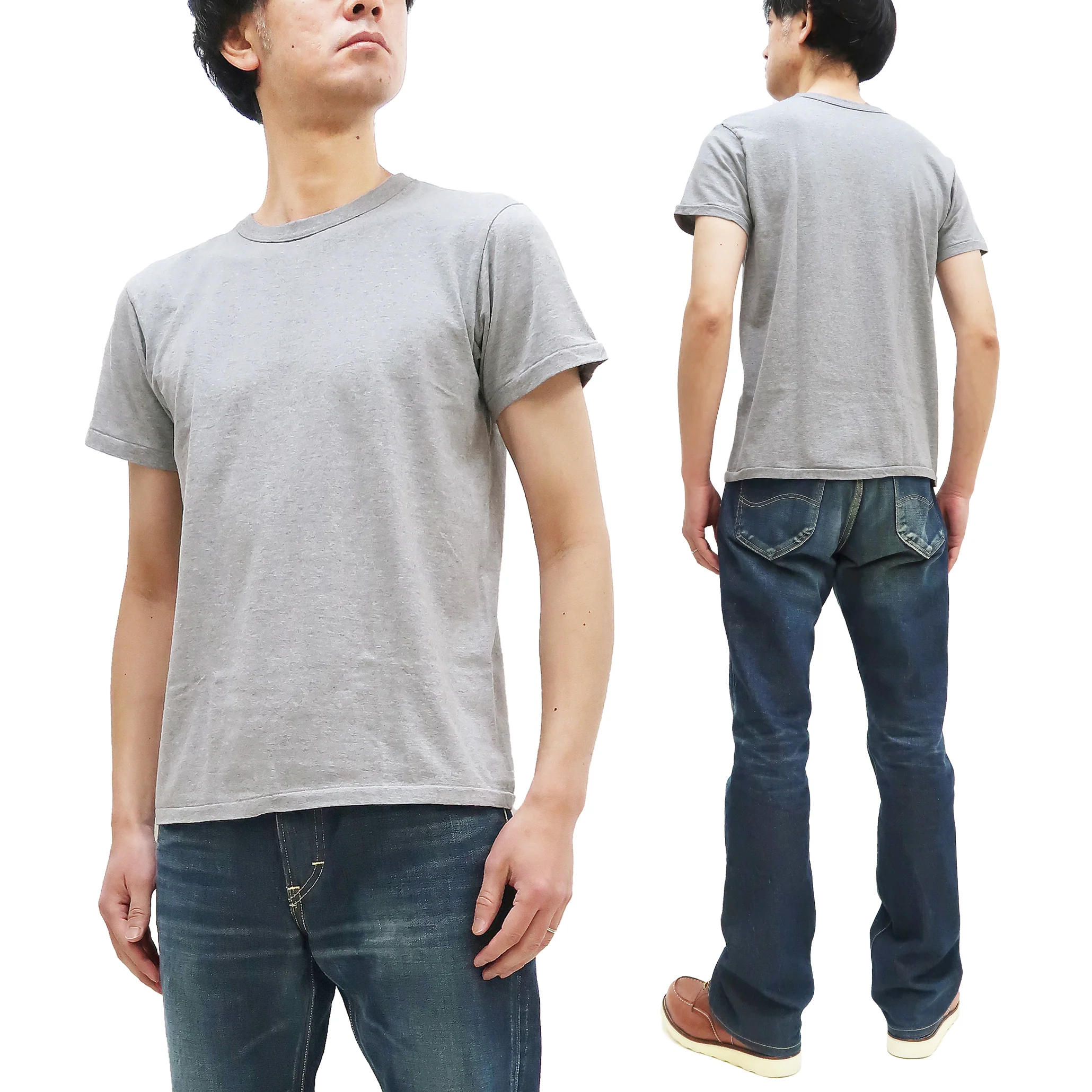 Pherrows 2-Pack T-shirts Men's Pack of two T-shirts Plain Solid Color Lightweight Short Sleeve Loopwheel Tee Pherrow's 2PACK-TEE Heather-Gray - Image 5