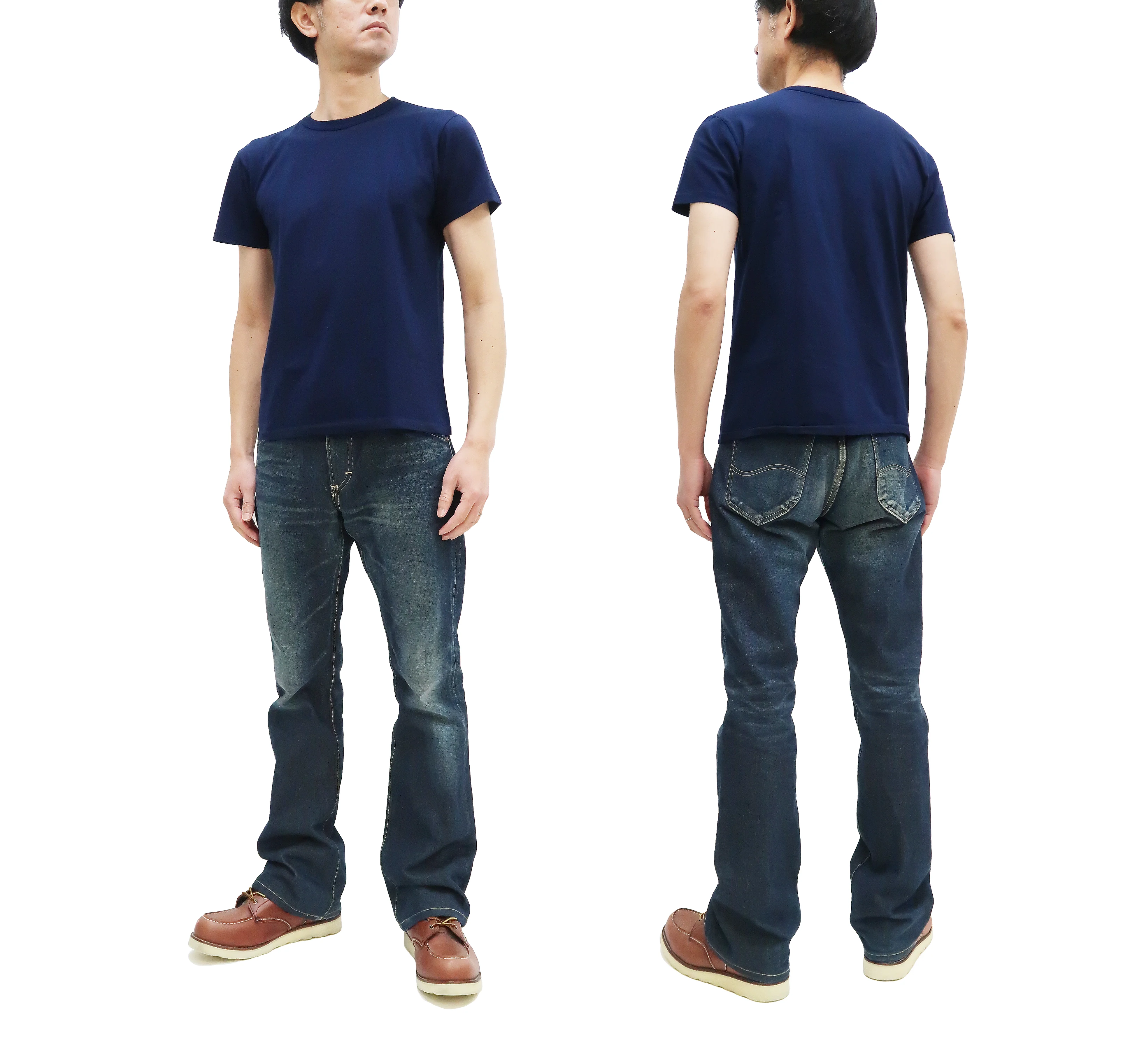 Pherrows 2-Pack T-shirts Men's Pack of two T-shirts Plain Solid Color Lightweight Short Sleeve Loopwheel Tee Pherrow's 2PACK-TEE Navy-Blue - Image 3
