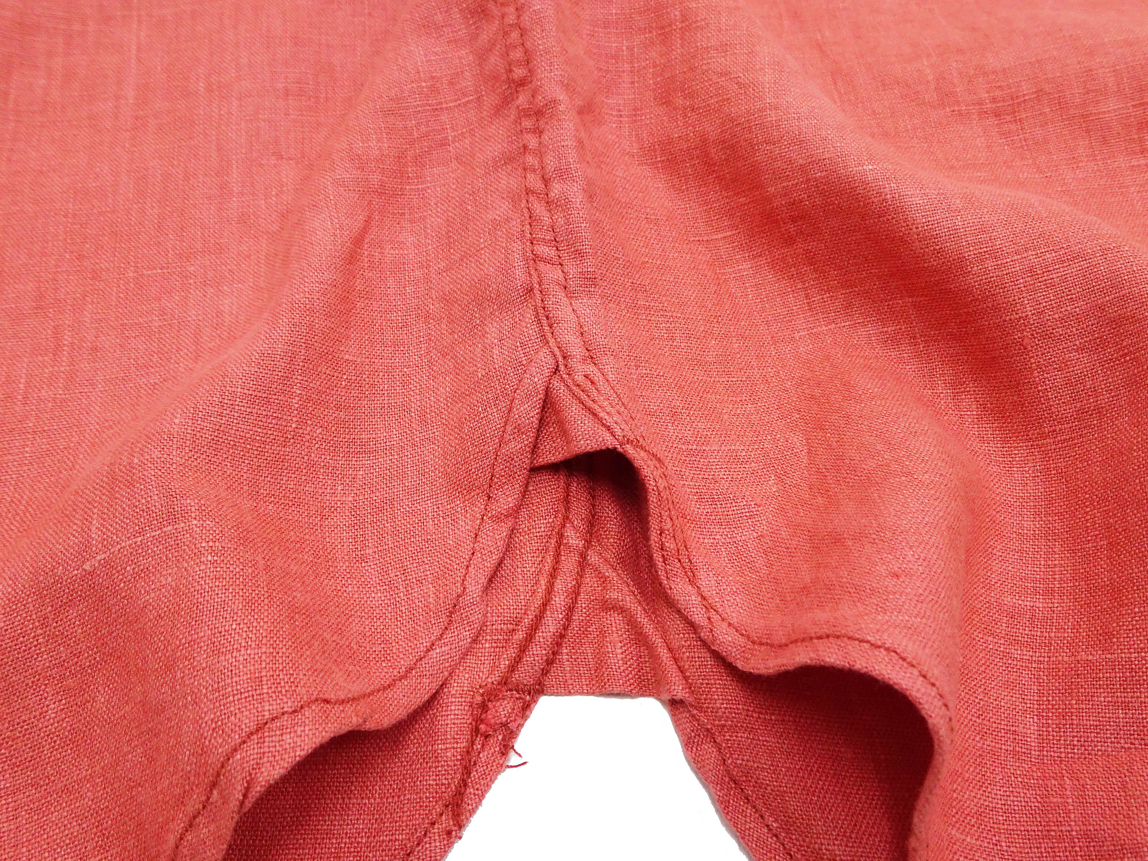Pherrow's Linen 3/4 Sleeve Shirt Men's Casual Plain Button Up Shirt with Button-Down Collar Pherrows 24S-P7BD1 Salmon - Image 11
