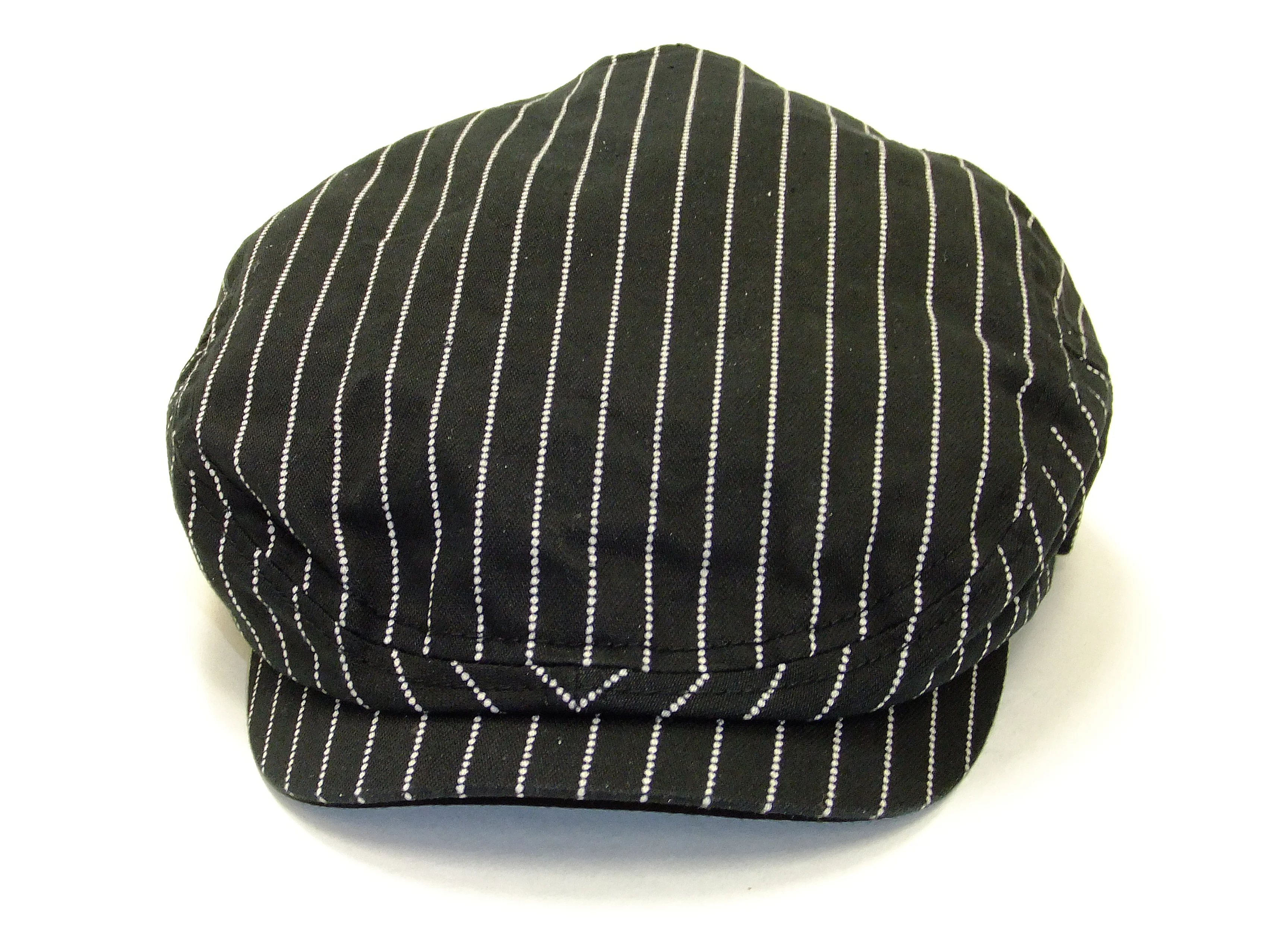 Pherrow's Men's Casual Vintage Style Wabash Stripe Flat Cap Made in Japan SHC1-W Black - Image 2