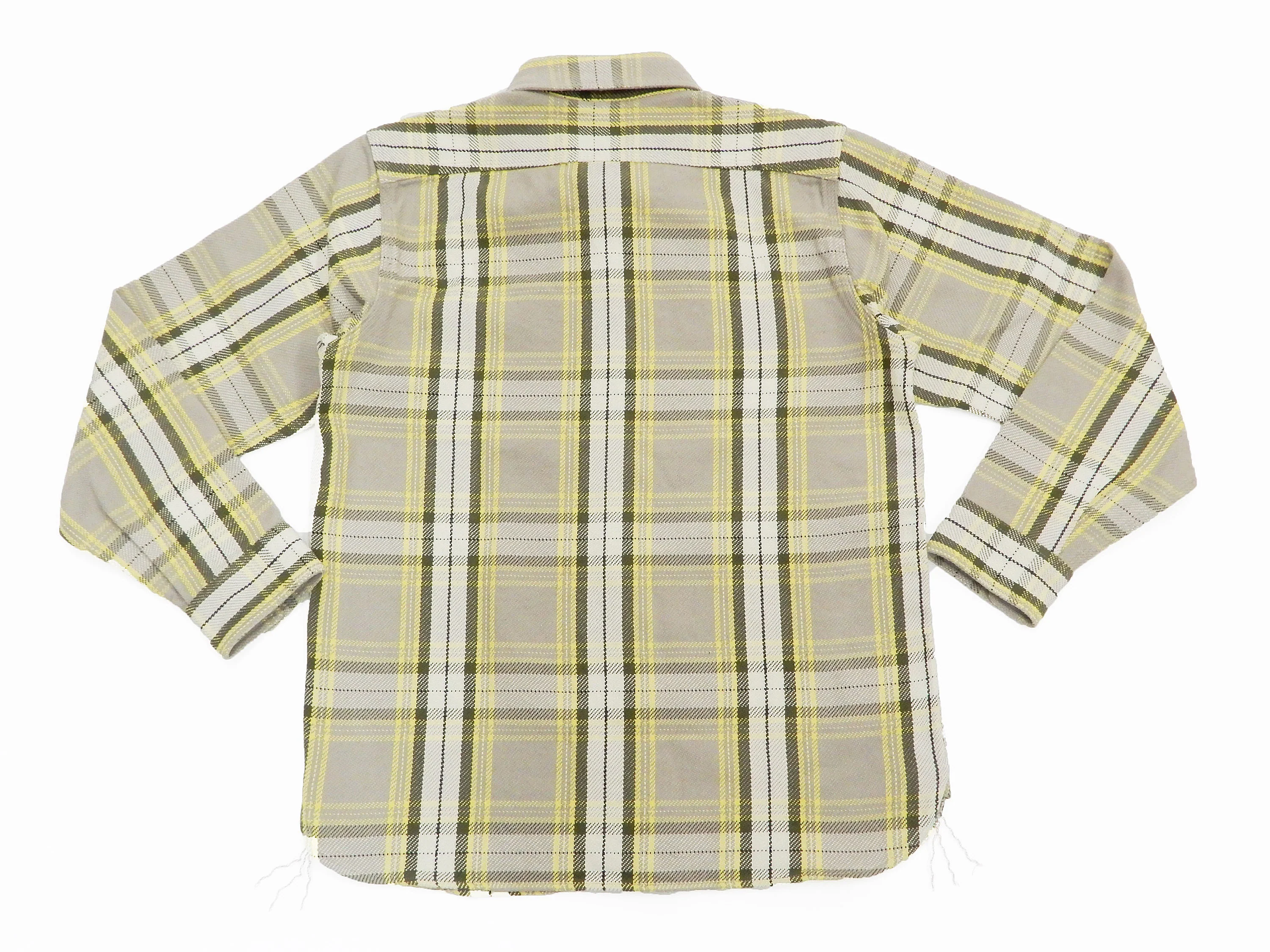 Pherrow's Plaid Flannel Shirt Mens Long Sleeve Checked Button Up Shirt 21W-720WS Beige/Yellow - Image 13