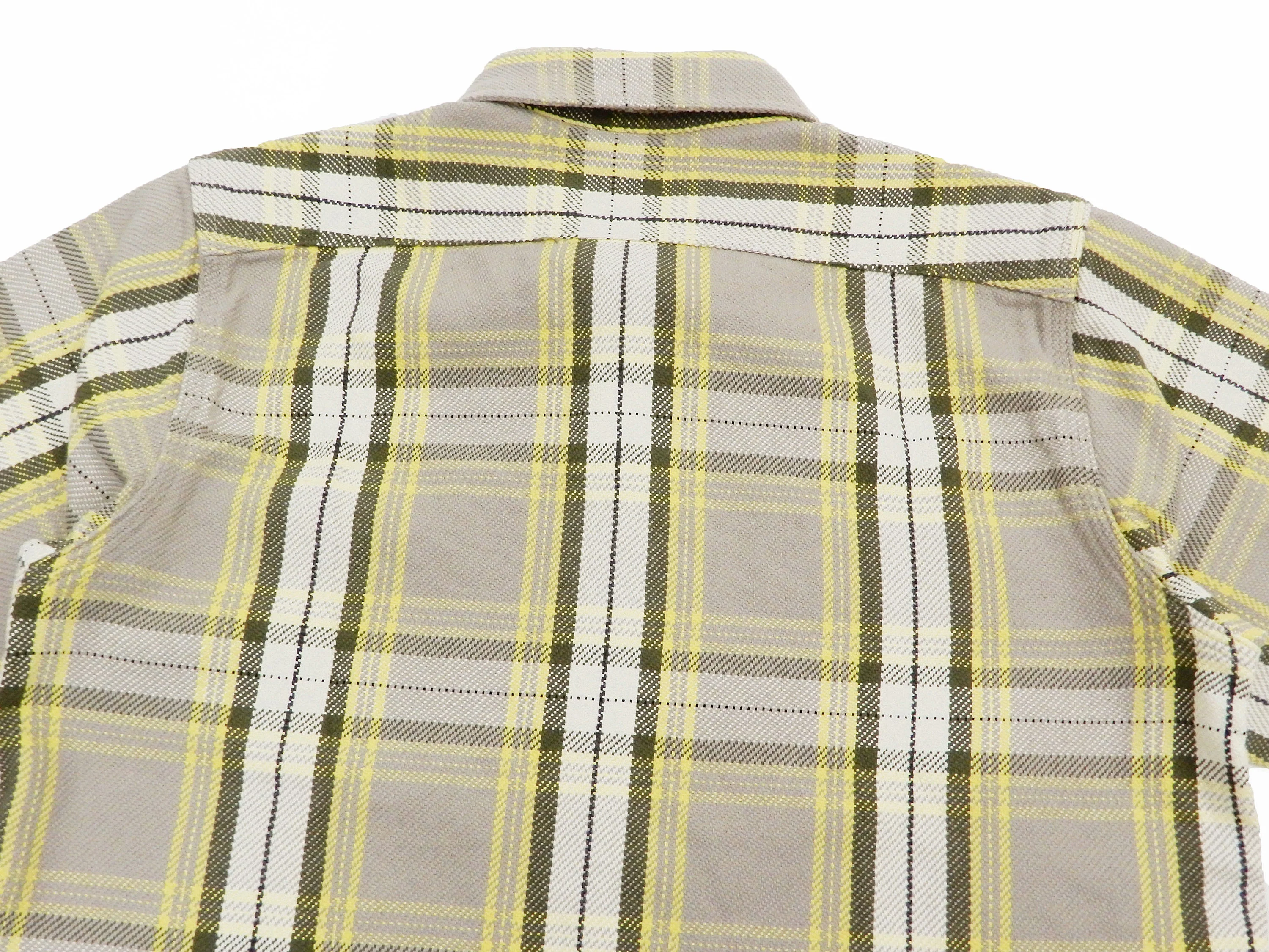 Pherrow's Plaid Flannel Shirt Mens Long Sleeve Checked Button Up Shirt 21W-720WS Beige/Yellow - Image 14