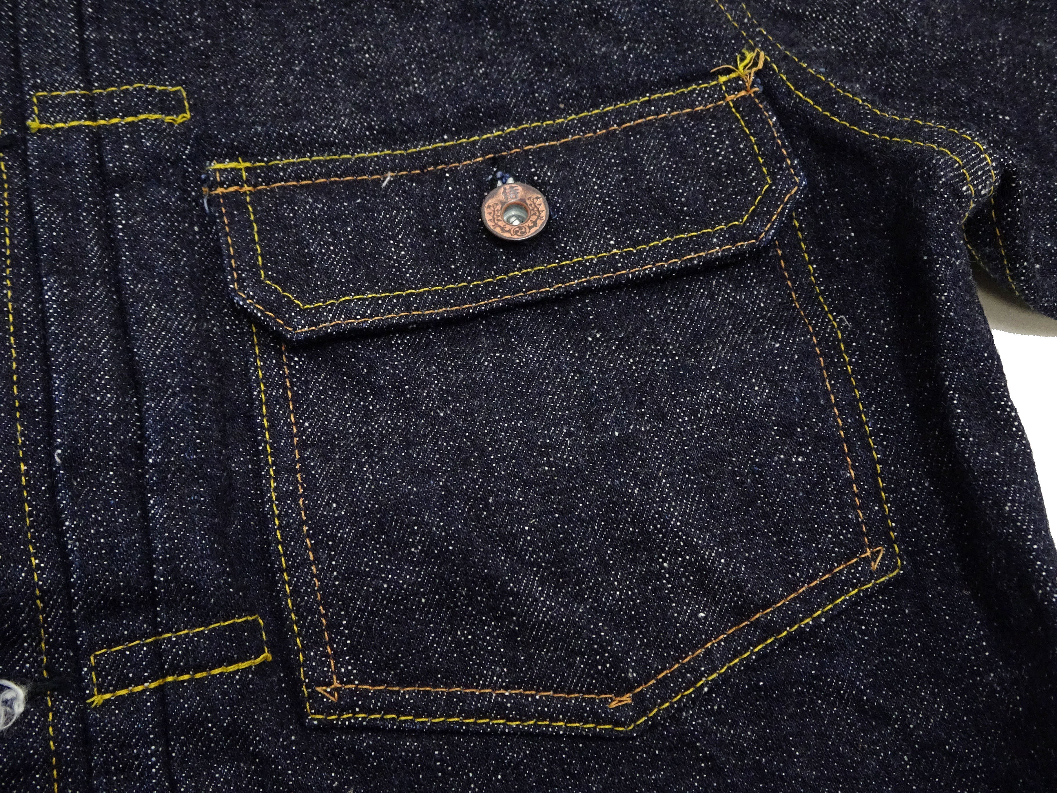 Samurai Jeans Denim Jacket S556VX Men's Type 1 Style 17 Oz. Denim Jean Jacket One-Wash - Image 10