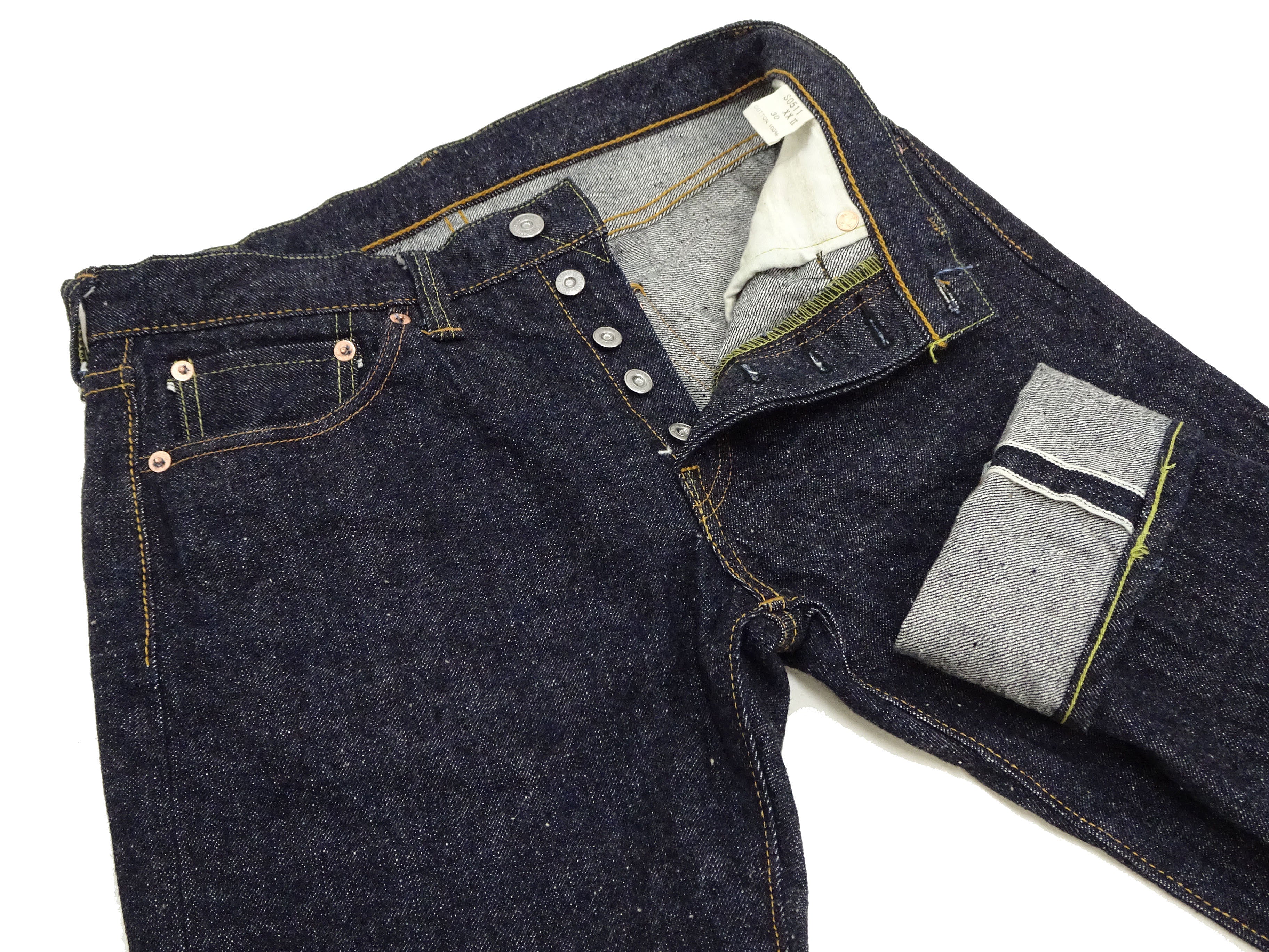 Samurai Jeans S0511XXII Men's Slim Tapered Fit One-Washed 15 Oz. Japanese Indigo Denim Pants - Image 7