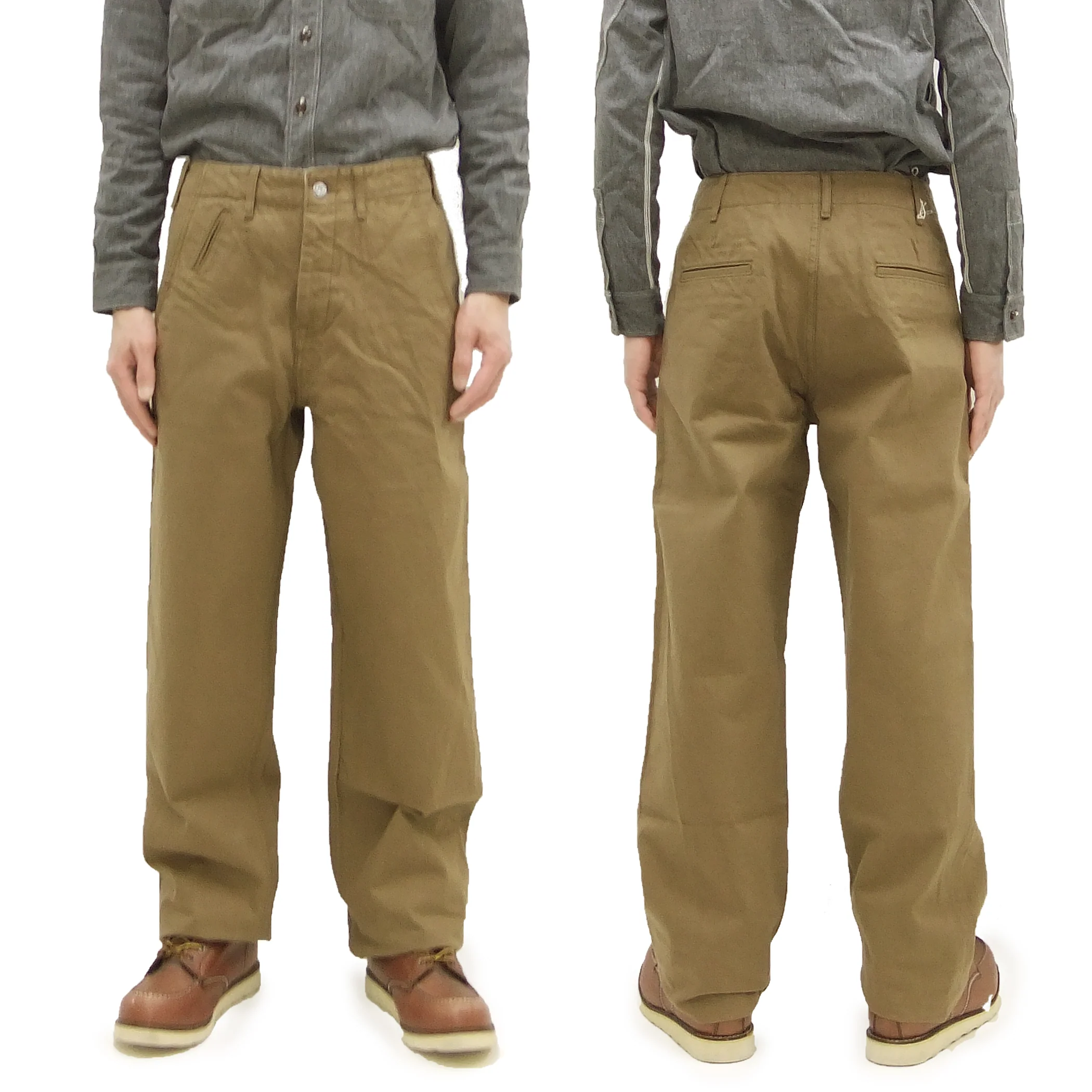 Samurai Jeans Trousers SJ48CP Men's Khaki Chinos Wide-Cut Relaxed Fit Straight Legs Sulfur-dyed Chino Worrk Pants One-Washed - Image 22