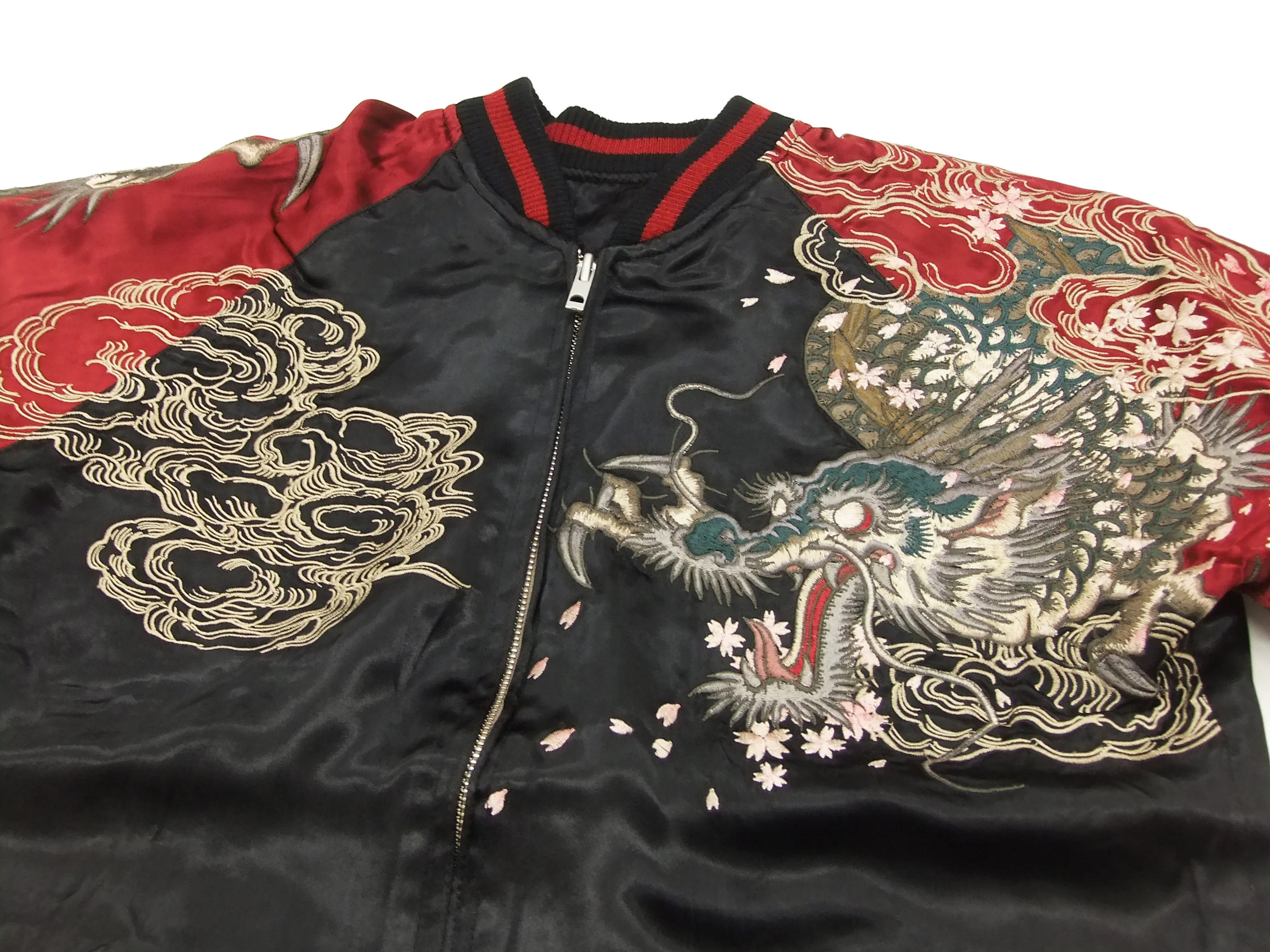 SATORI Japanese Souvenir Jacket Dragon Men's Sukajan GSJR-001 Black/Wine - Image 10