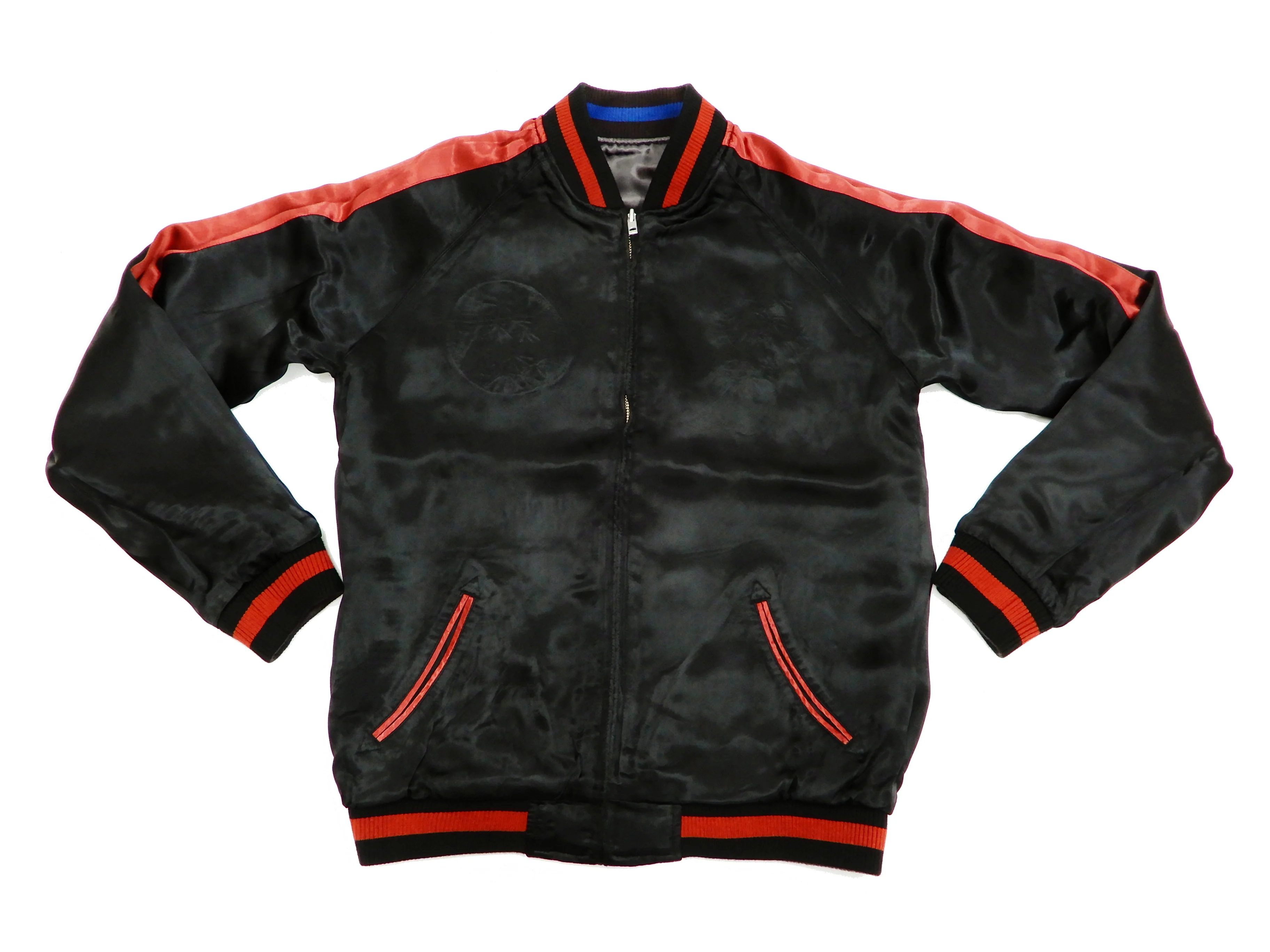 Satori Script Men's Japanese Souvenir Jacket Shoki Sukajan GSJR-019 Charcoal-Gray/Navy - Image 13