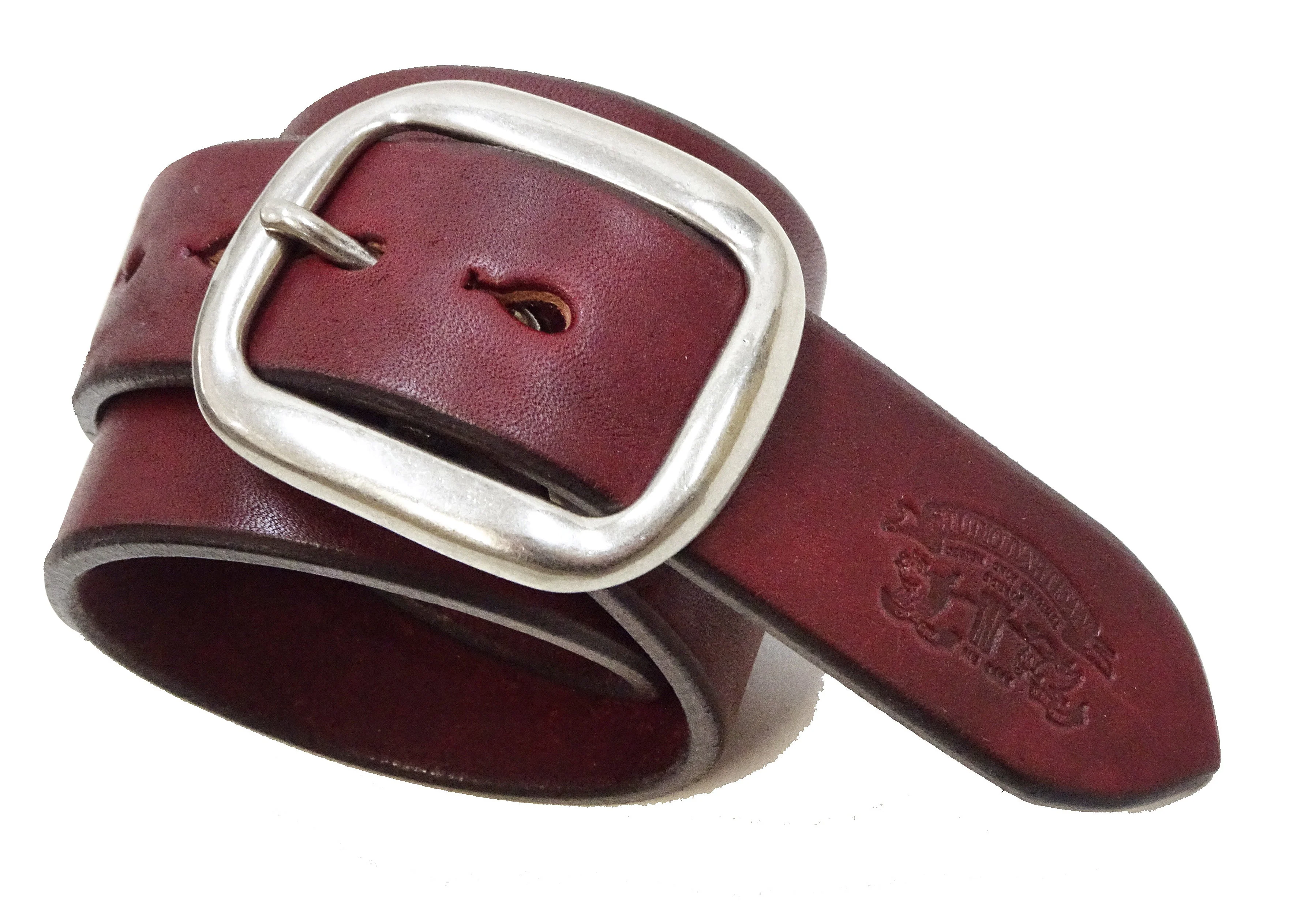 Studio D'artisan leather Belt Natural Plant Dyed Leather Belt Men's Ccasual 38mm Wide/4.2mm Thick Bend Leather with Oval Buckle SP-100A Brownish Earth-Colored Red - Image 14