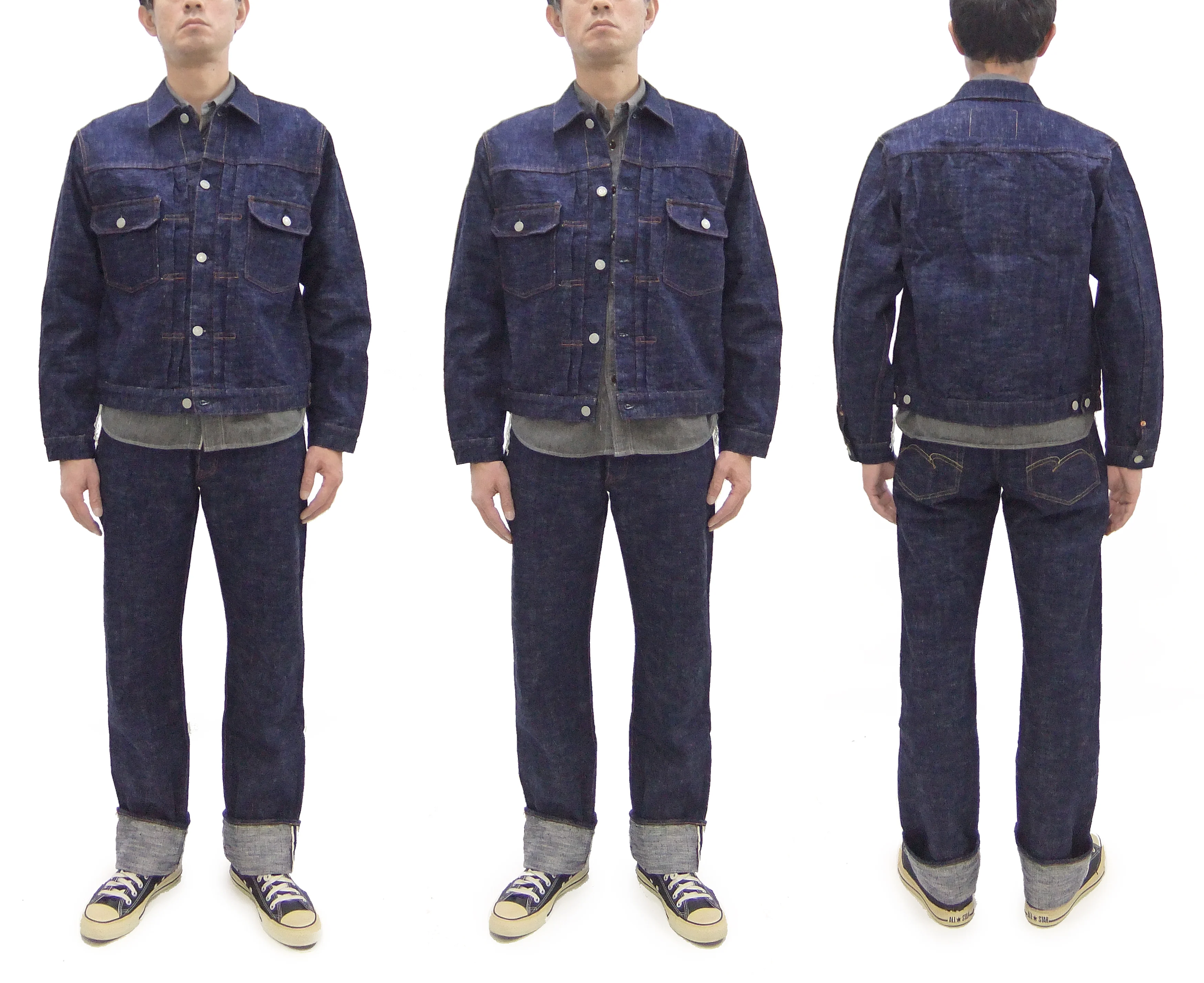 Studio D'artisan Denim Jacket SP-107 Men's 1953 Type 2 Style Indigo Slub Denim Jean Jacket SP-107 One-Wash - Image 3