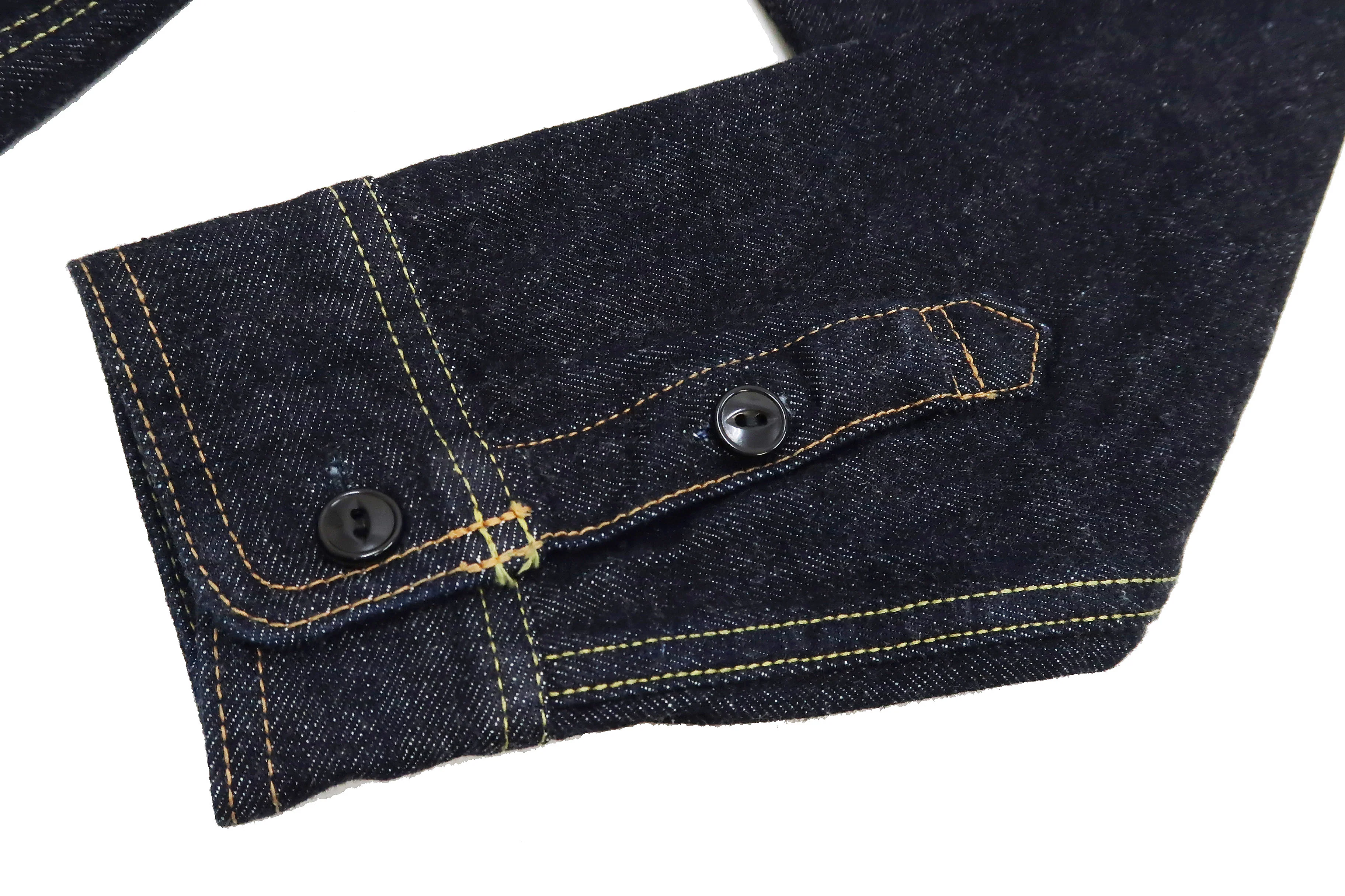 Studio D'artisan Denim Shirt Men's Long Sleeve 14 Oz. Heavy Japanese Selvage Denim Work Shirt D5335 - Image 10